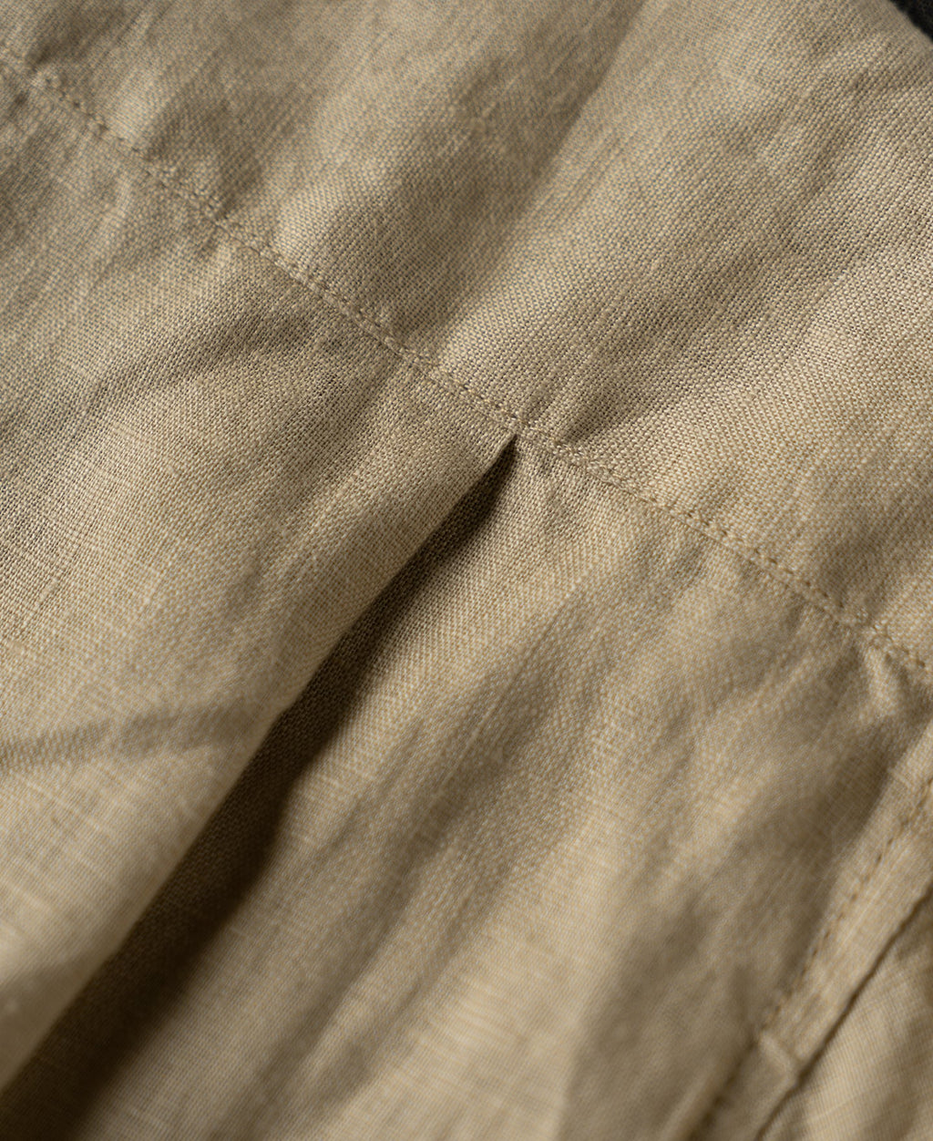 1950s Italian Collar Long Sleeve Linen Shirt - Light Coffee