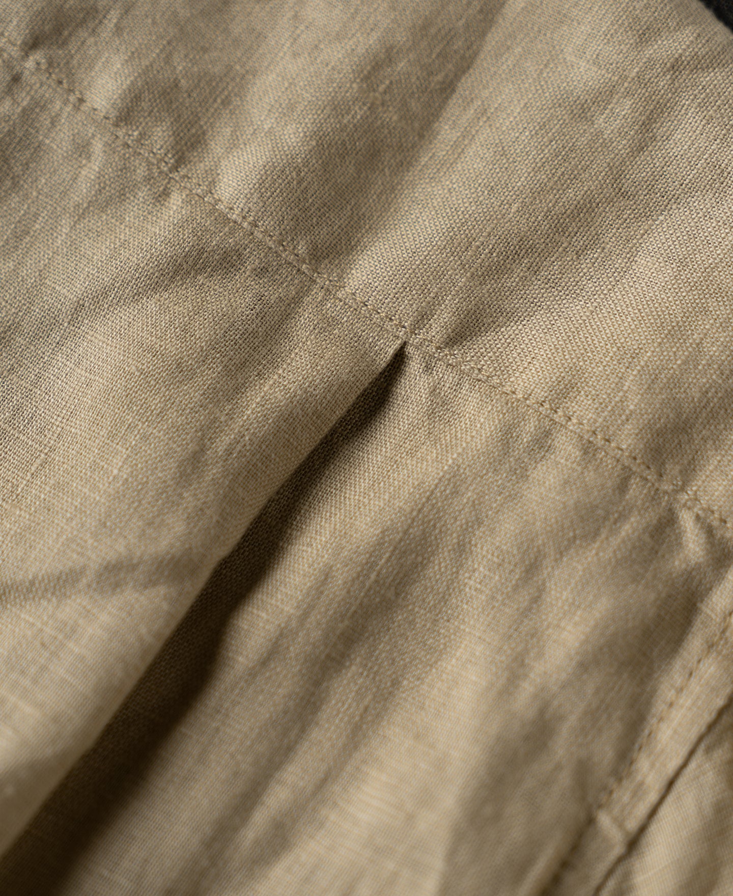 1950s Italian Collar Long Sleeve Linen Shirt - Light Coffee