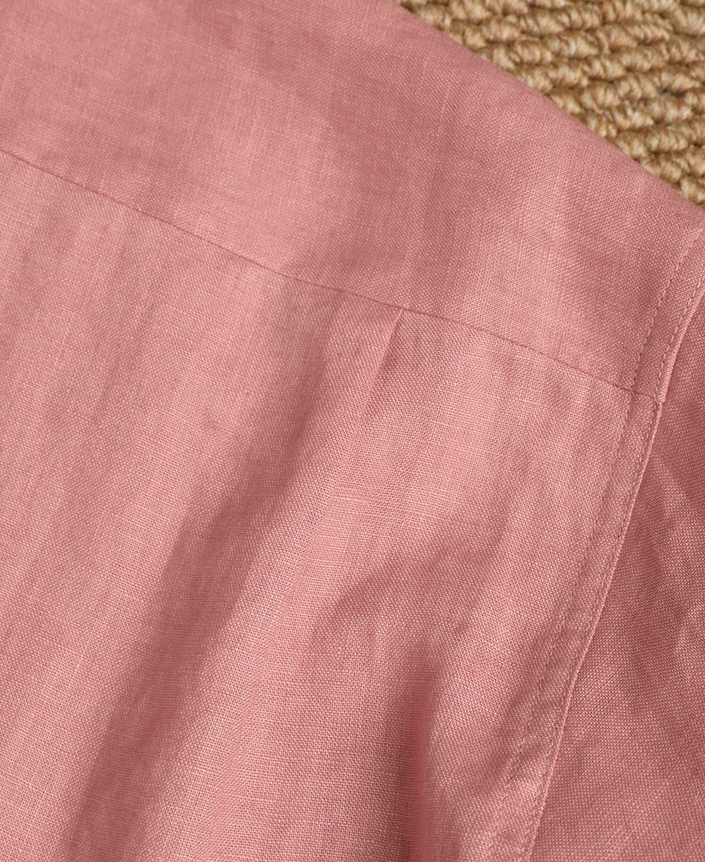 Cuban Collar Linen Shirt - Pink
