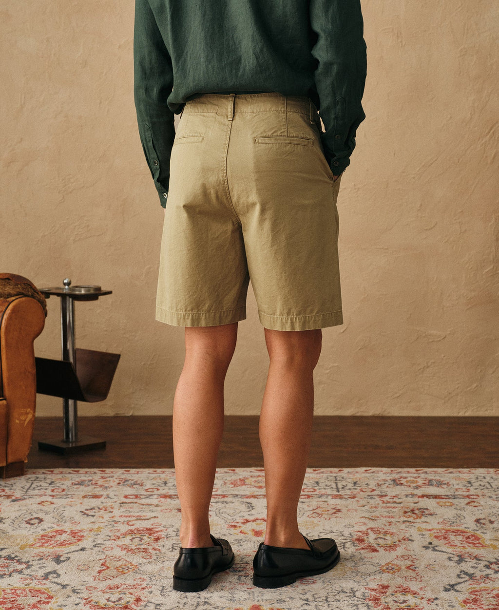 1930s Washed Officer Chino Shorts - Khaki