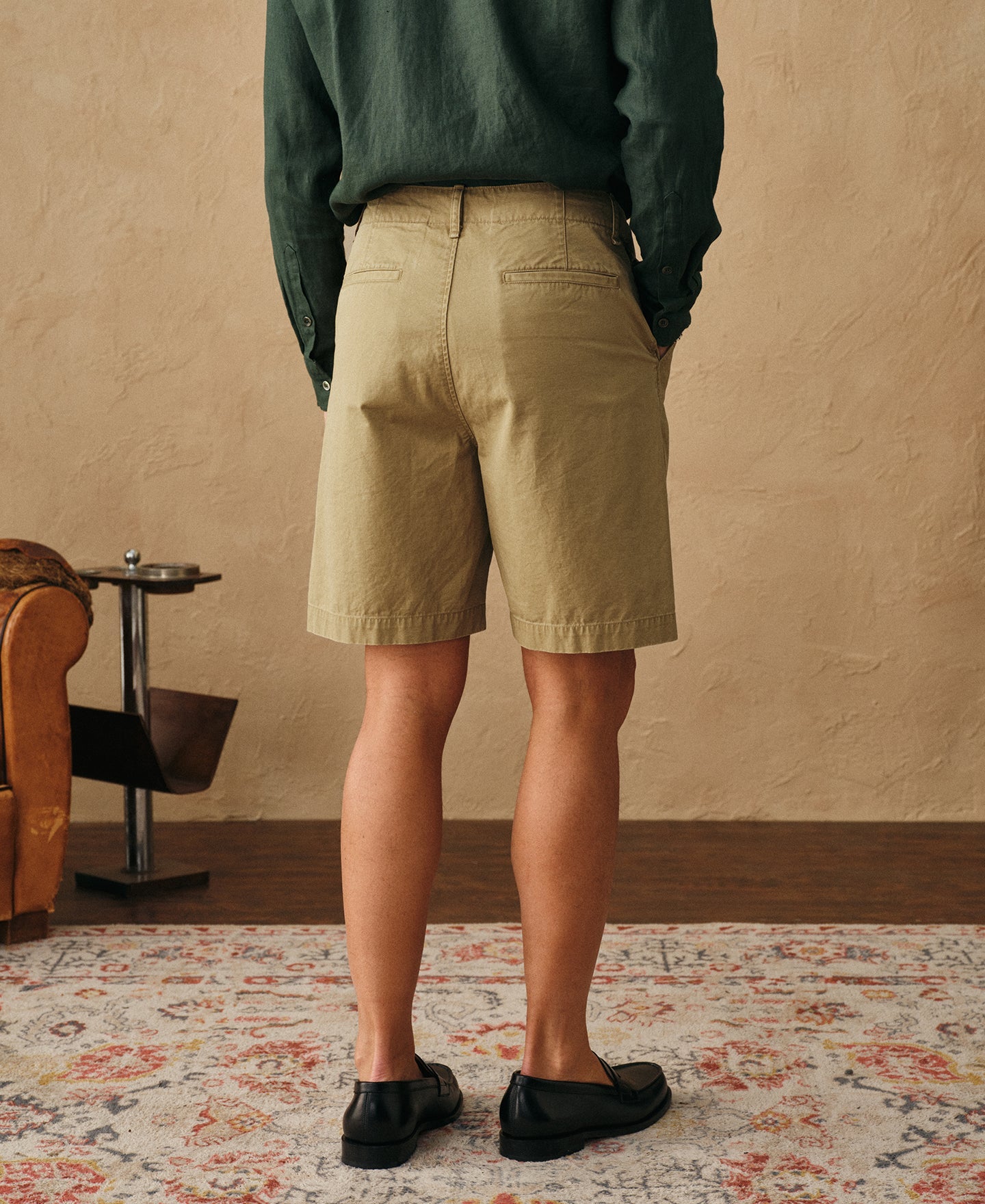 1930s Washed Officer Chino Shorts - Khaki