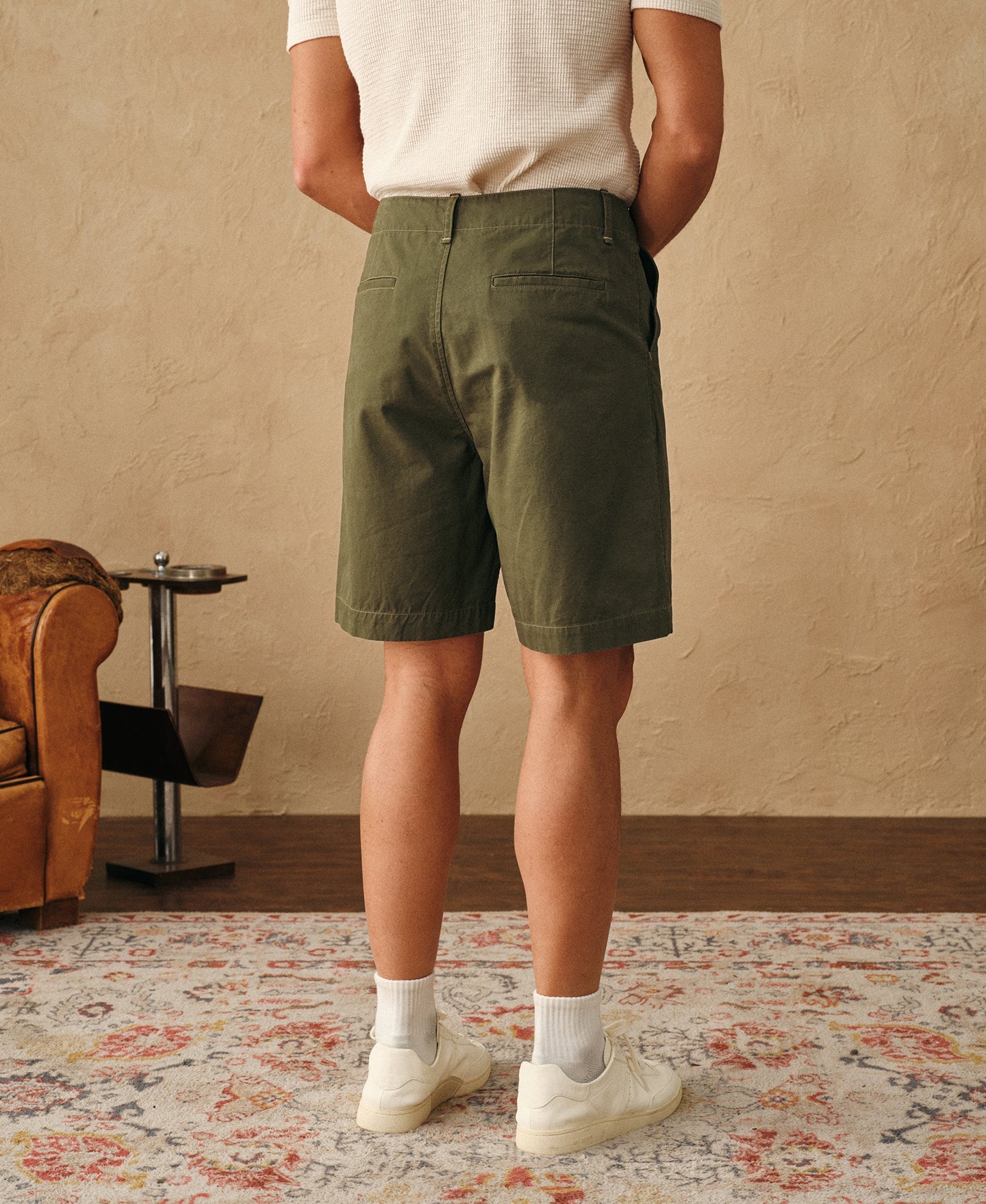 1930s Washed Officer Chino Shorts - Olive