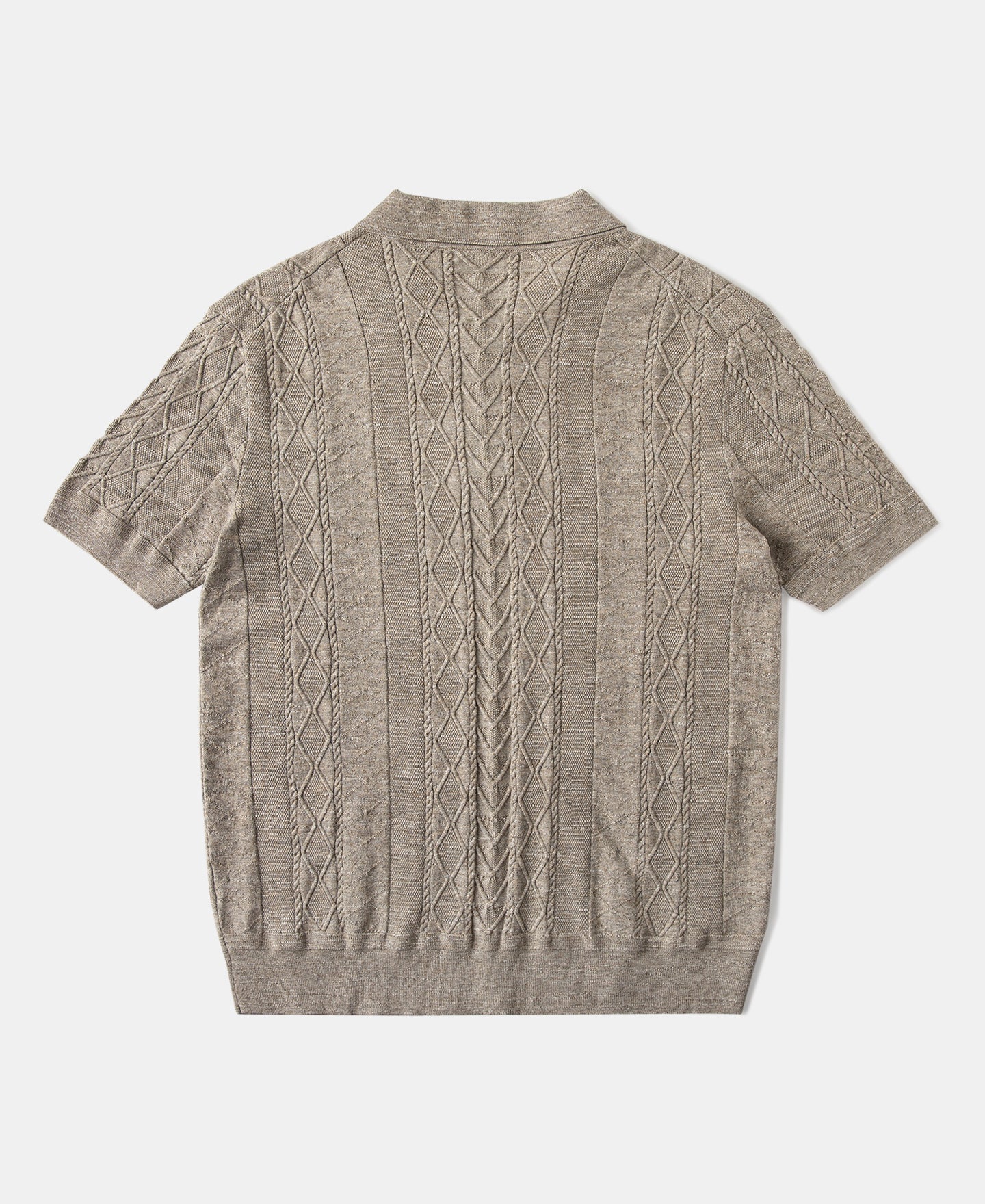 Jacquard Melange Yarn Polo Shirt - Oats