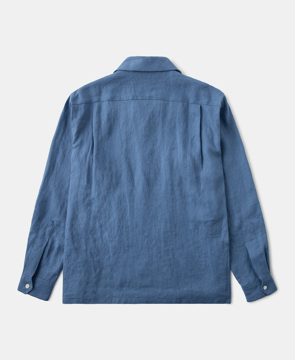 Cuban Collar Linen Shirt - Blue