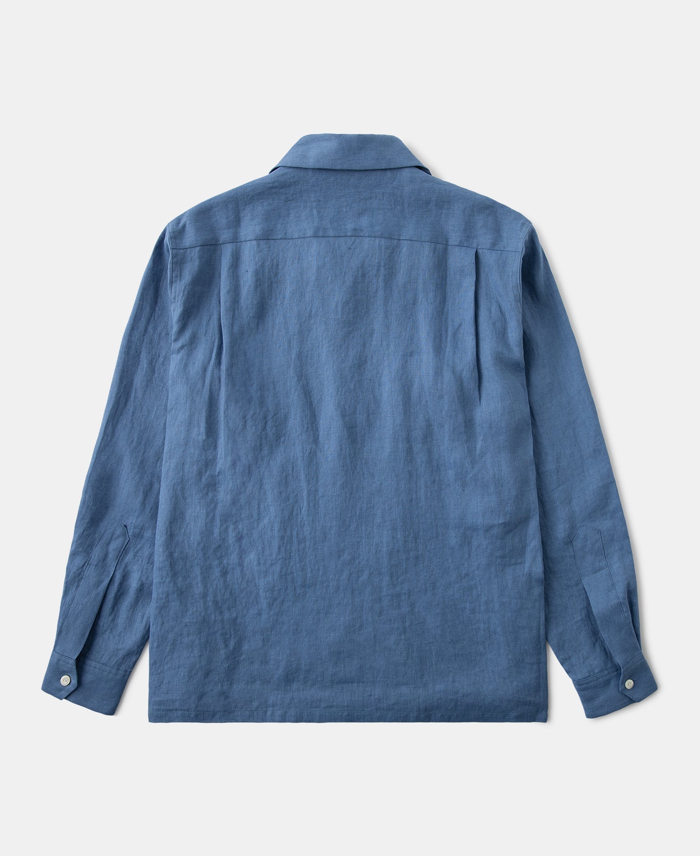 Cuban Collar Linen Shirt - Blue