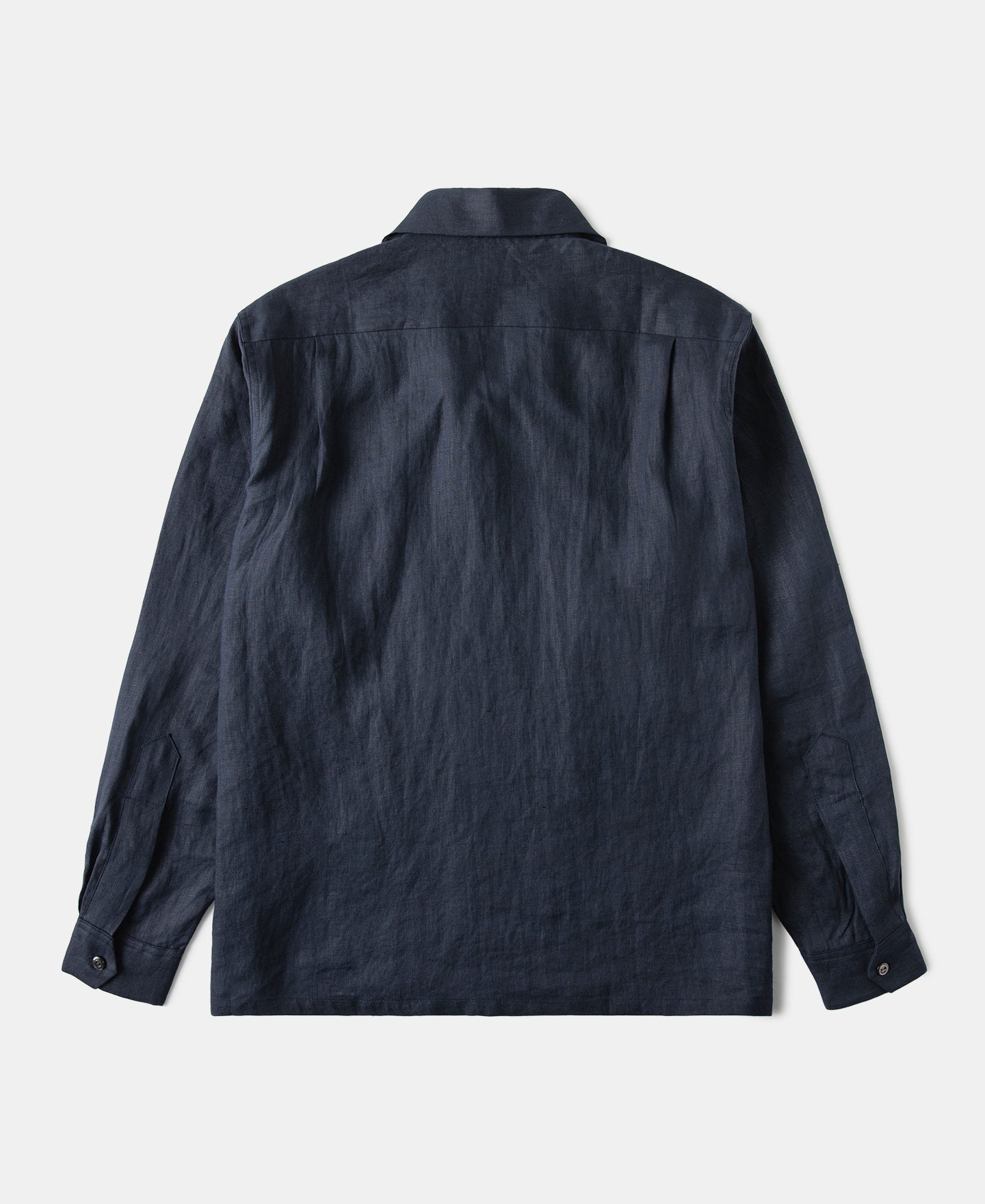 Cuban Collar Linen Shirt - Indigo