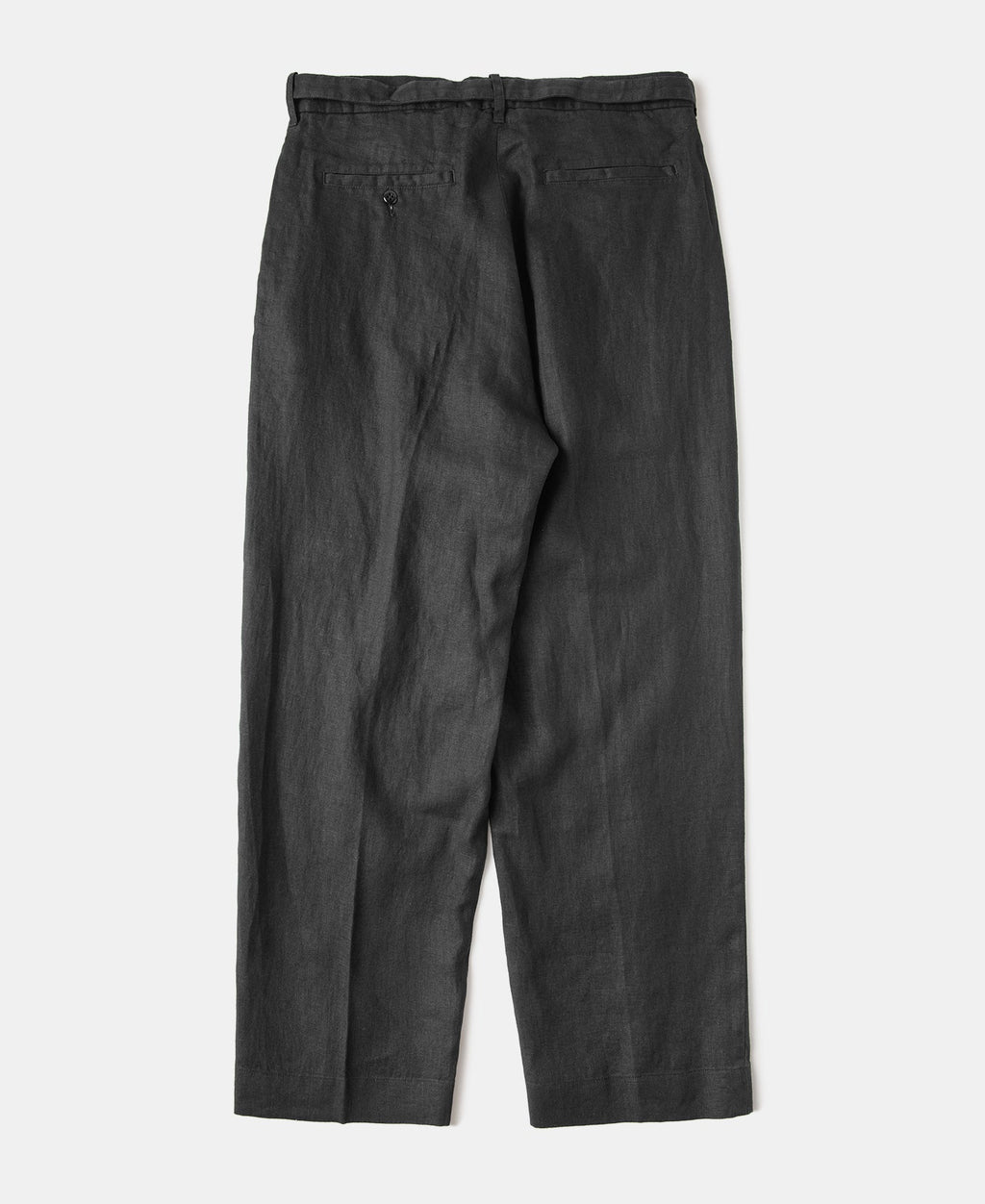 Linen Double Pleated Trousers - Black