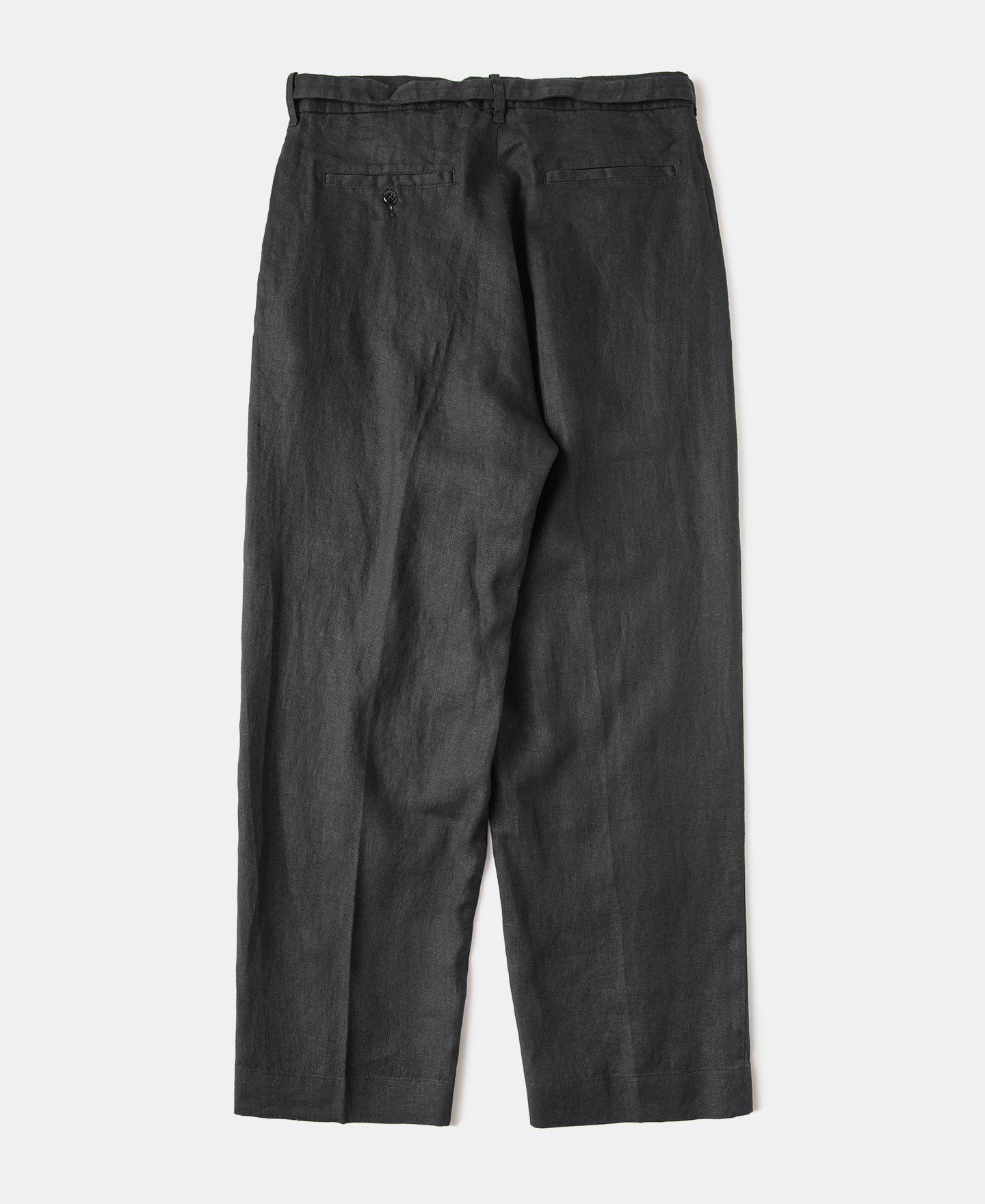 Linen Double Pleated Trousers - Black