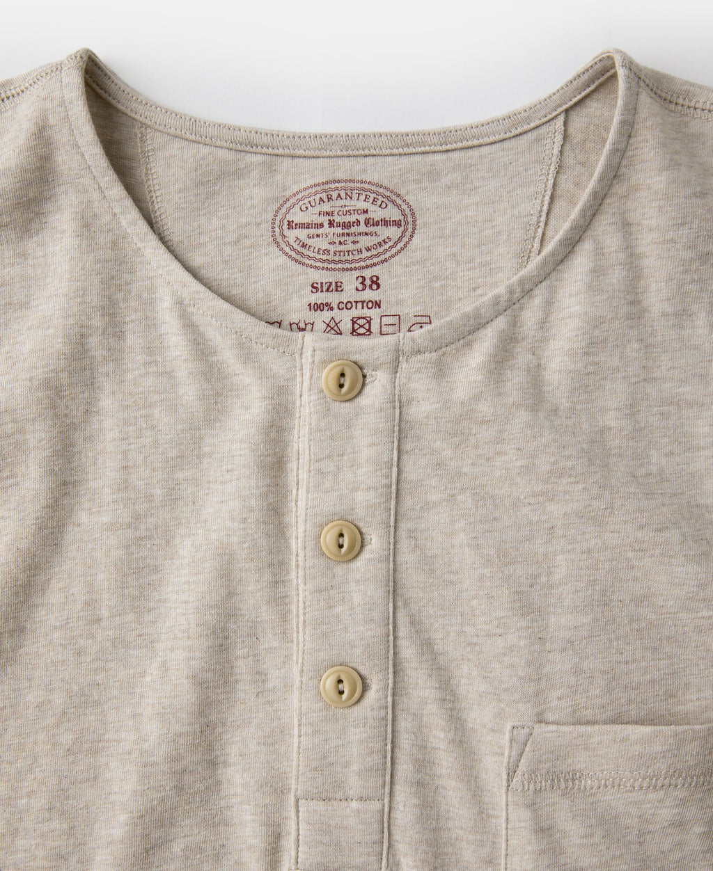 1940s Slub Cotton Henley Pocket T-Shirt - Oats