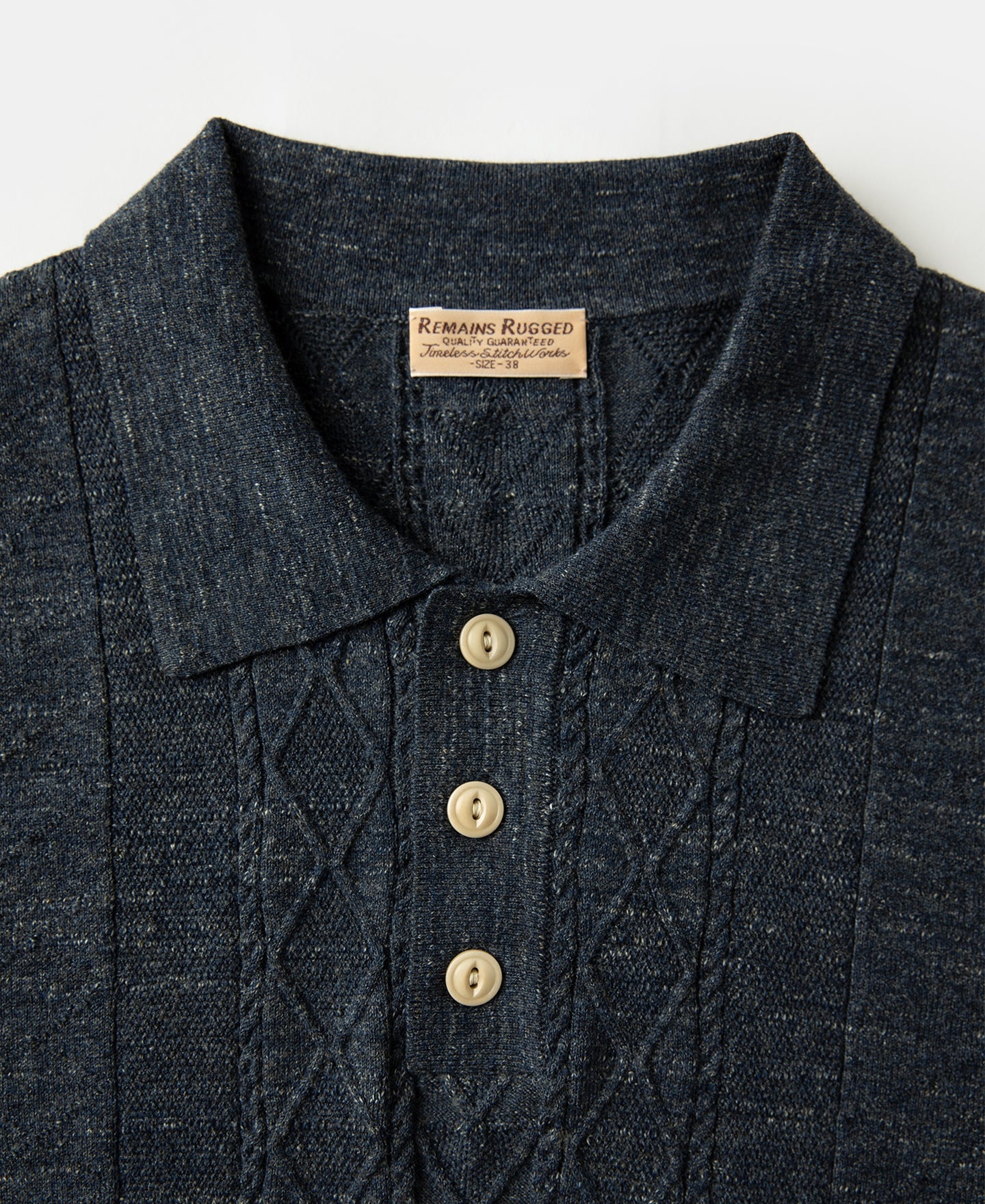 Jacquard Melange Yarn Polo Shirt - Navy