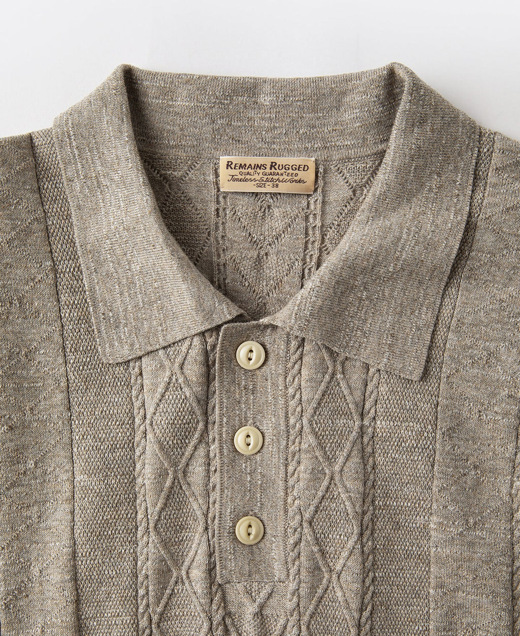Jacquard Melange Yarn Polo Shirt - Oats