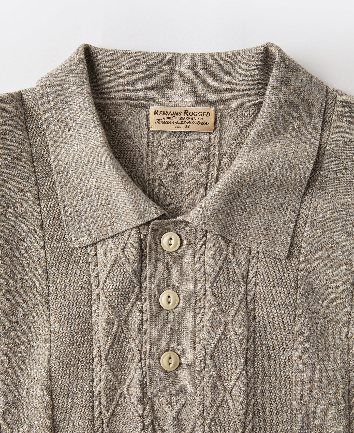 Jacquard Melange Yarn Polo Shirt - Oats
