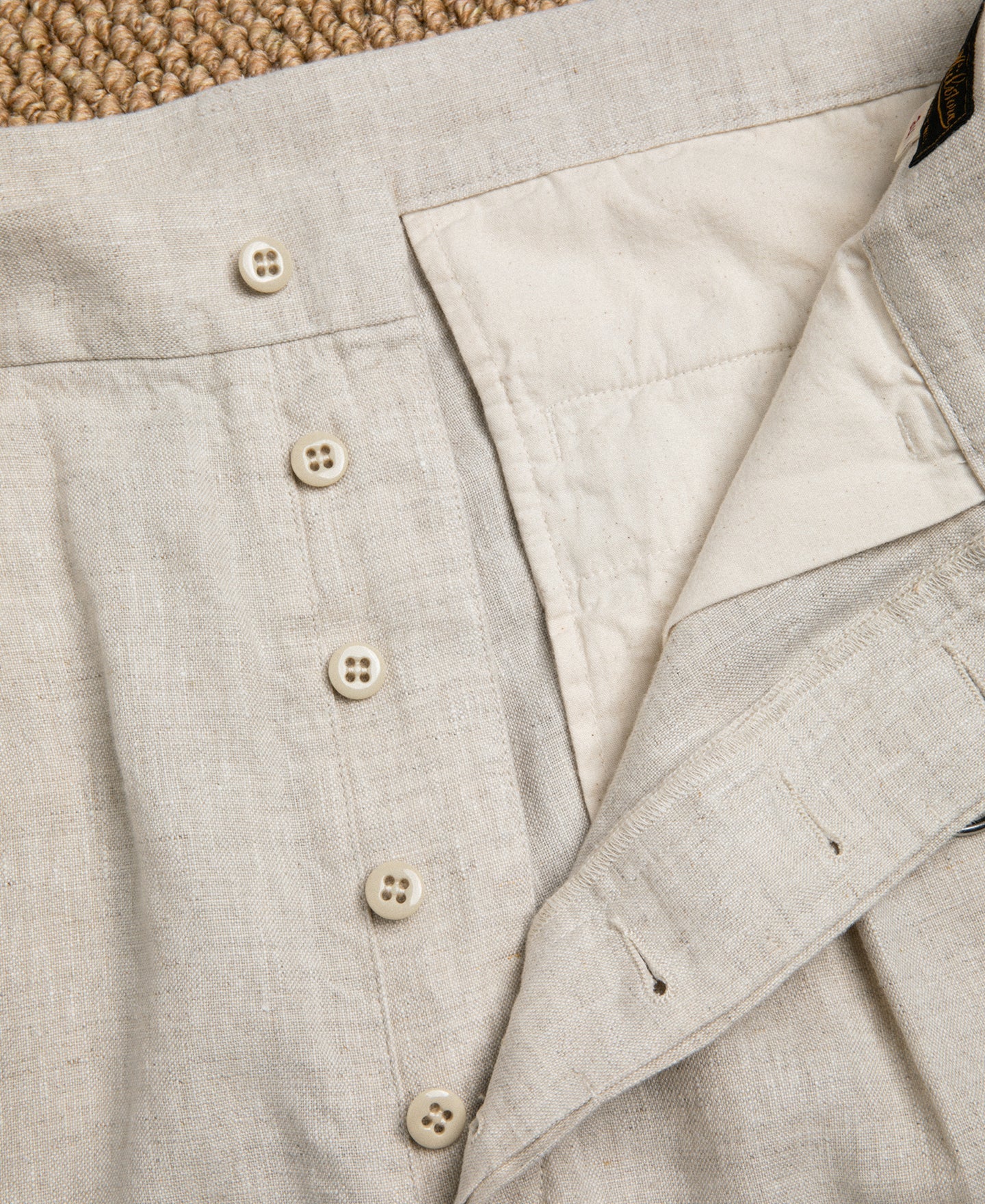 Linen Double Pleated Trousers - Natural