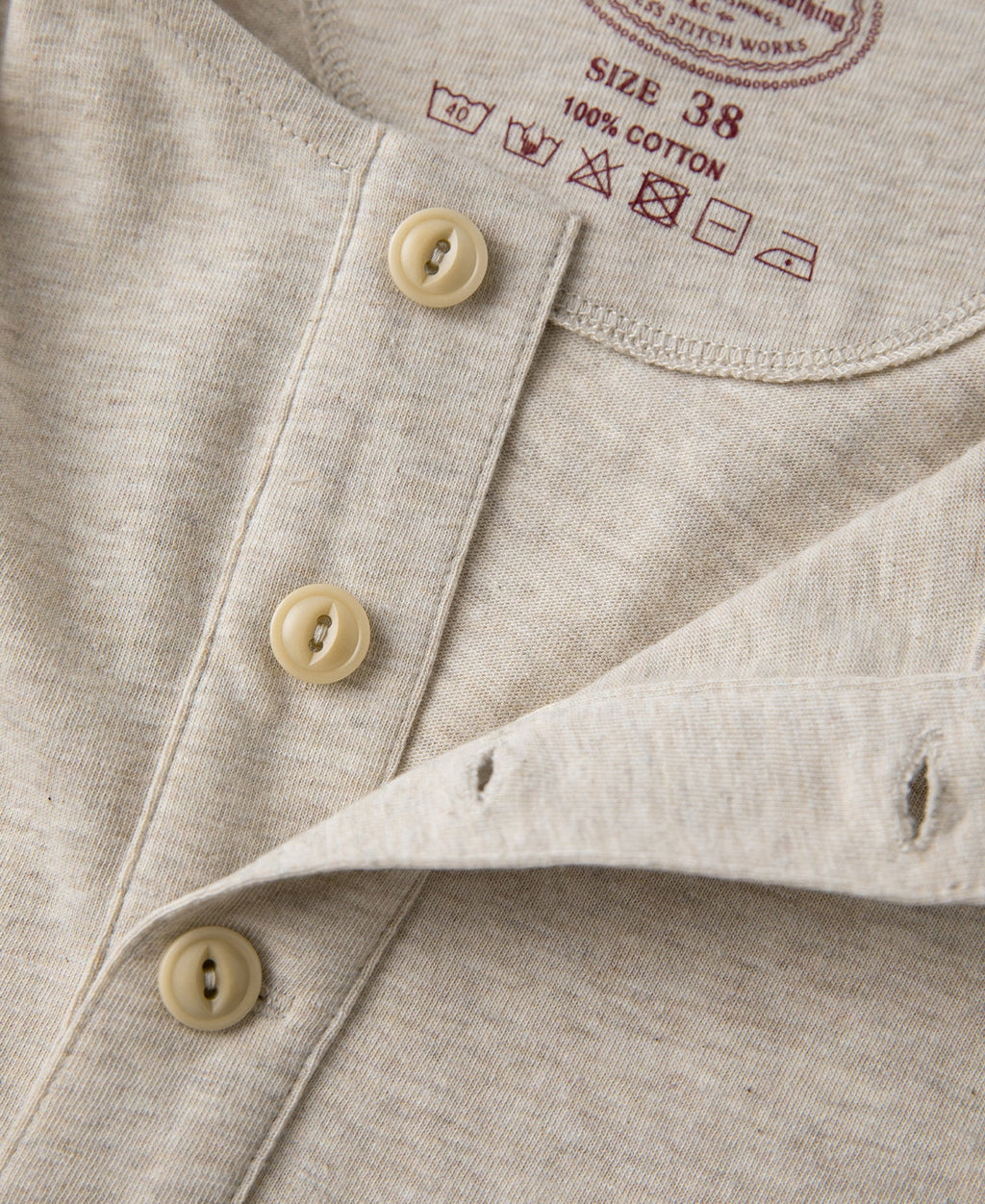 1940s Slub Cotton Henley Pocket T-Shirt - Oats