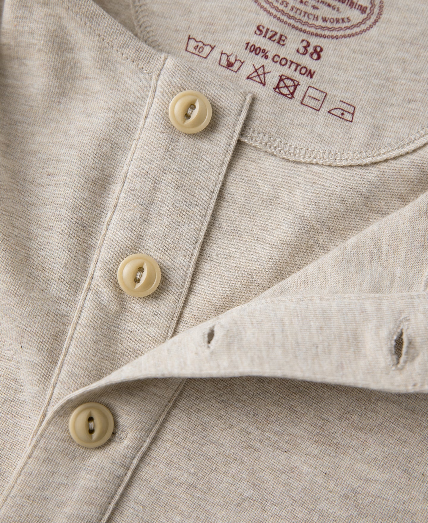 1940s Slub Cotton Henley Pocket T-Shirt - Oats