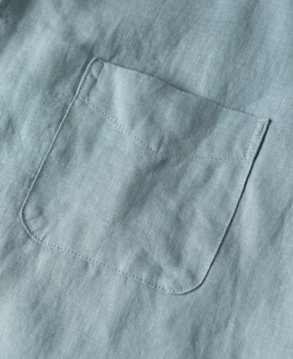 1950s Italian Collar Long Sleeve Linen Shirt - Light Blue