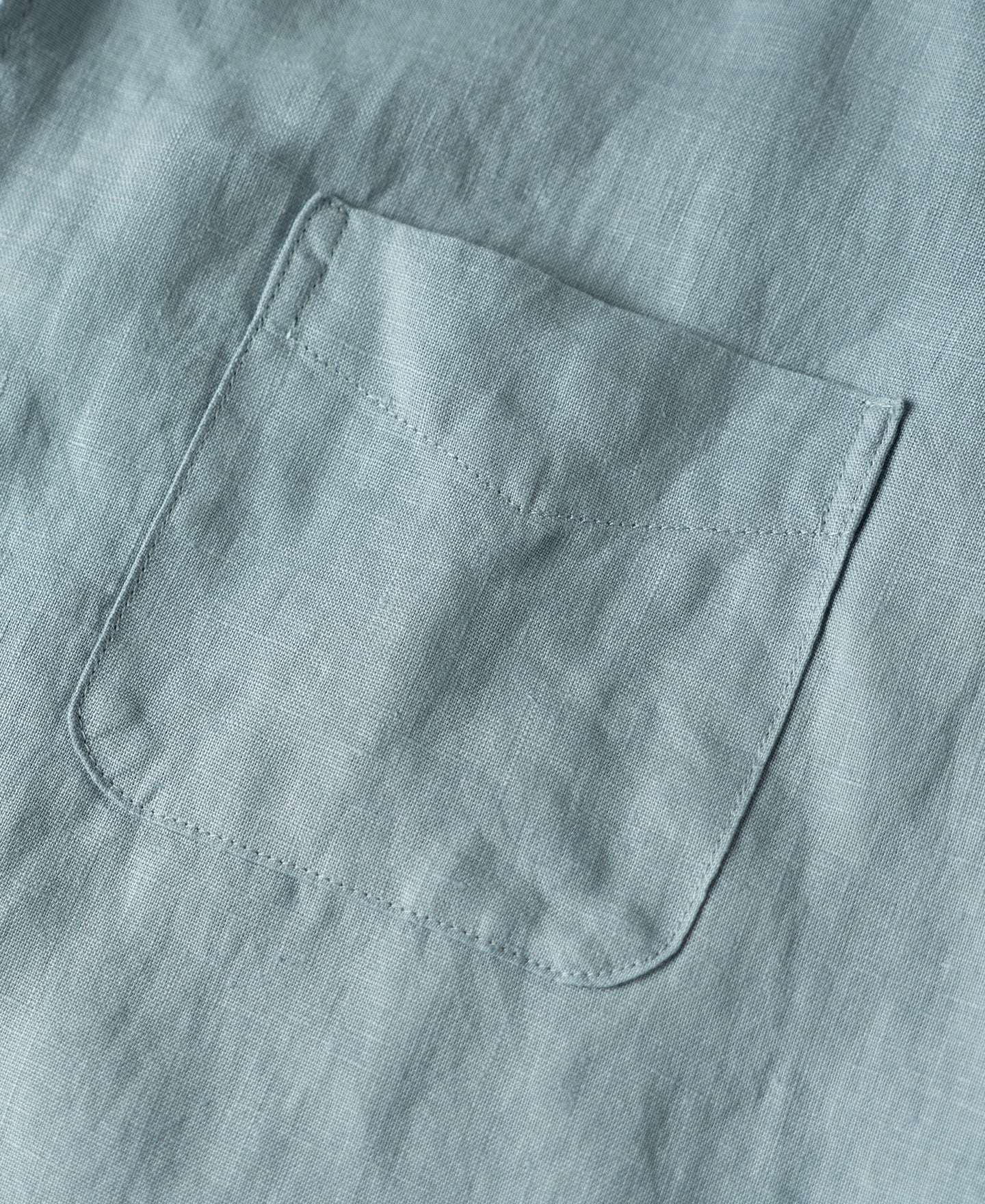1950s Italian Collar Long Sleeve Linen Shirt - Light Blue