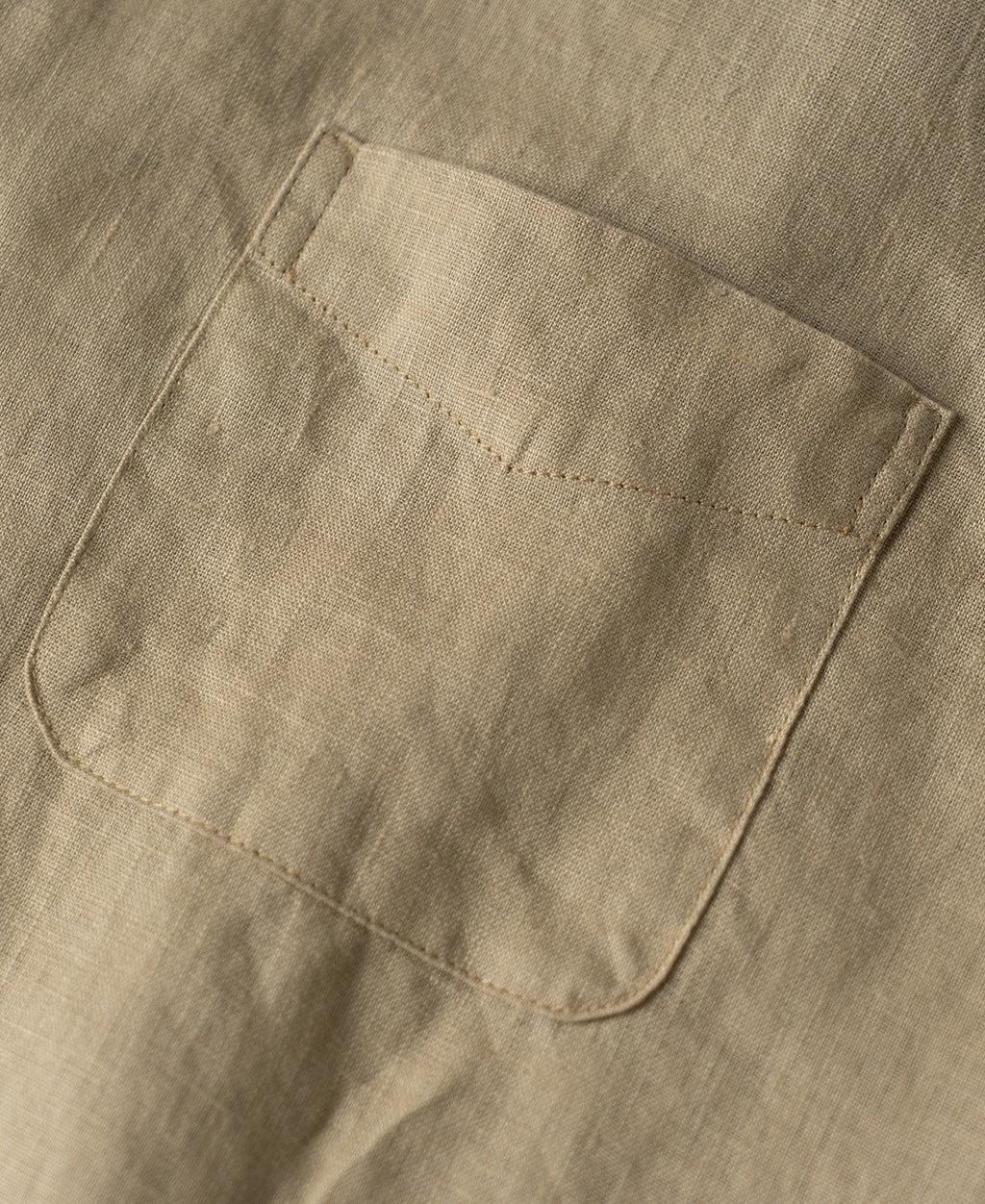 1950s Italian Collar Long Sleeve Linen Shirt - Light Coffee