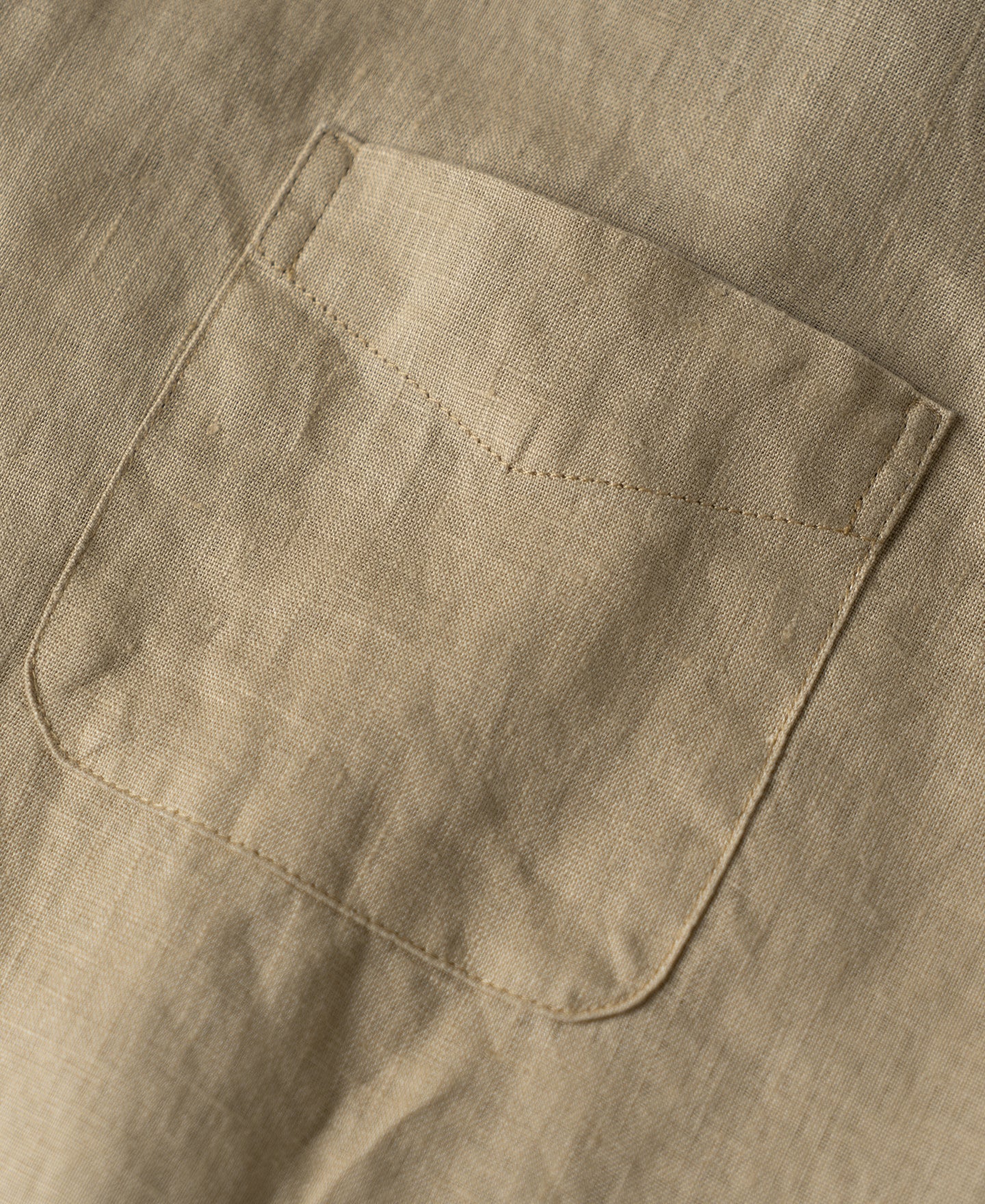 1950s Italian Collar Long Sleeve Linen Shirt - Light Coffee