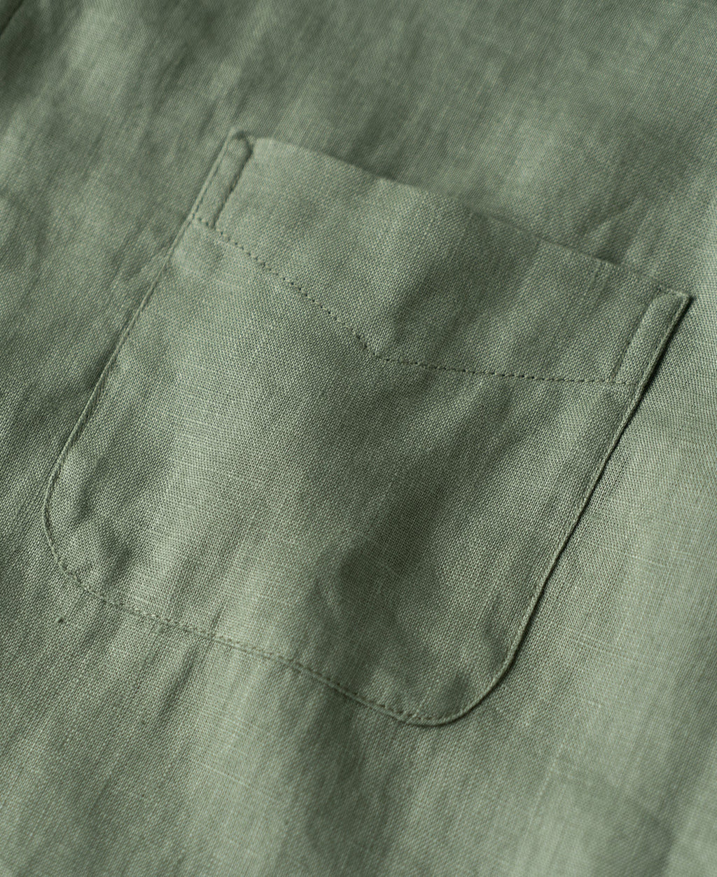 1950s Italian Collar Long Sleeve Linen Shirt - Sage