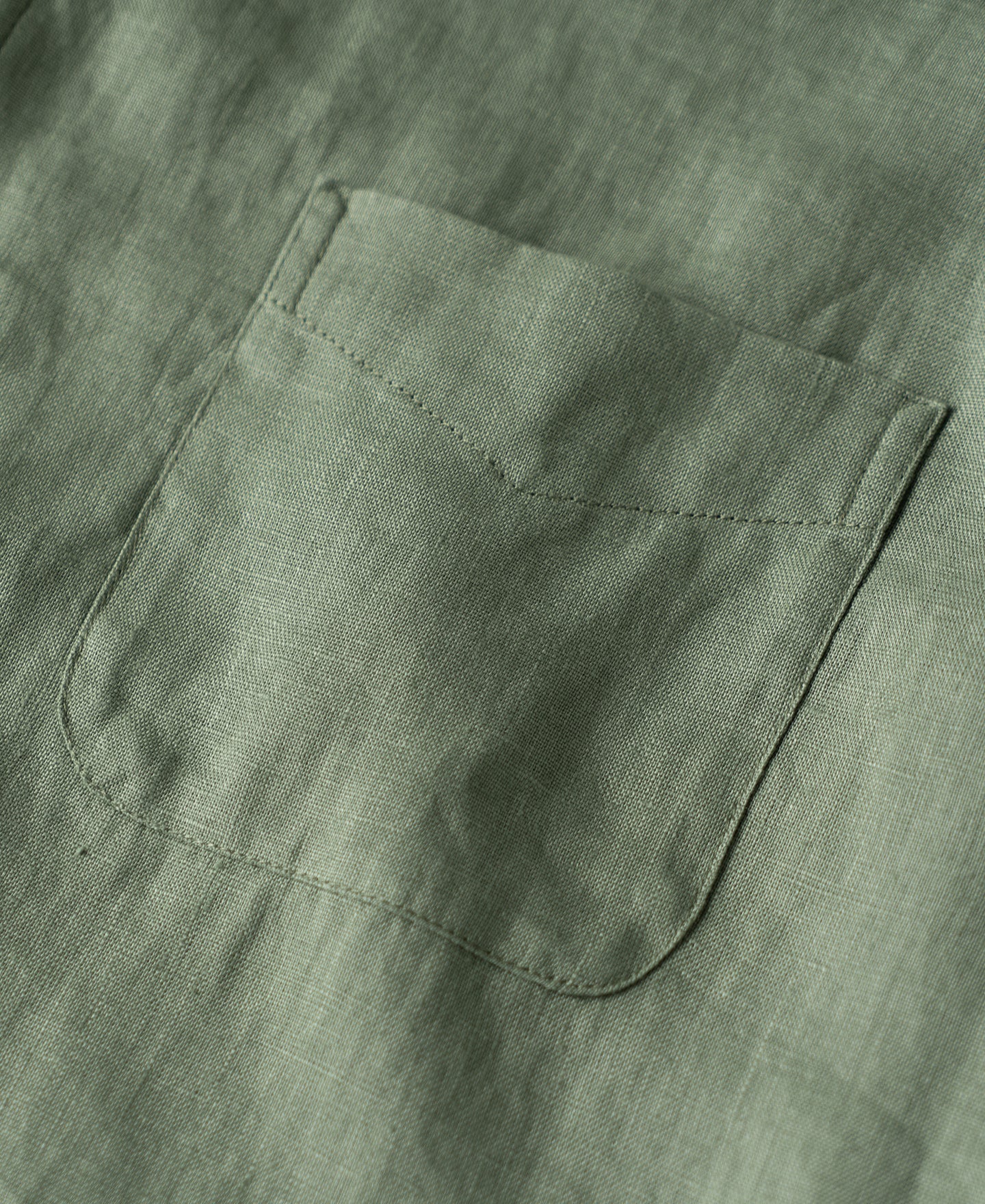 1950s Italian Collar Long Sleeve Linen Shirt - Sage