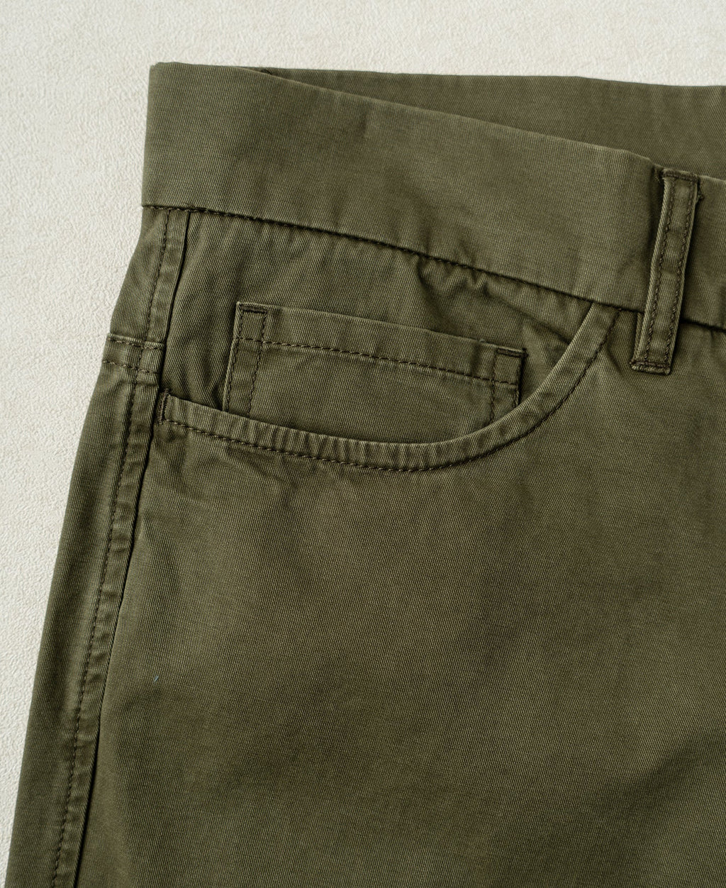 Vintage Washed Tapered 5-Pocket Pants - Olive
