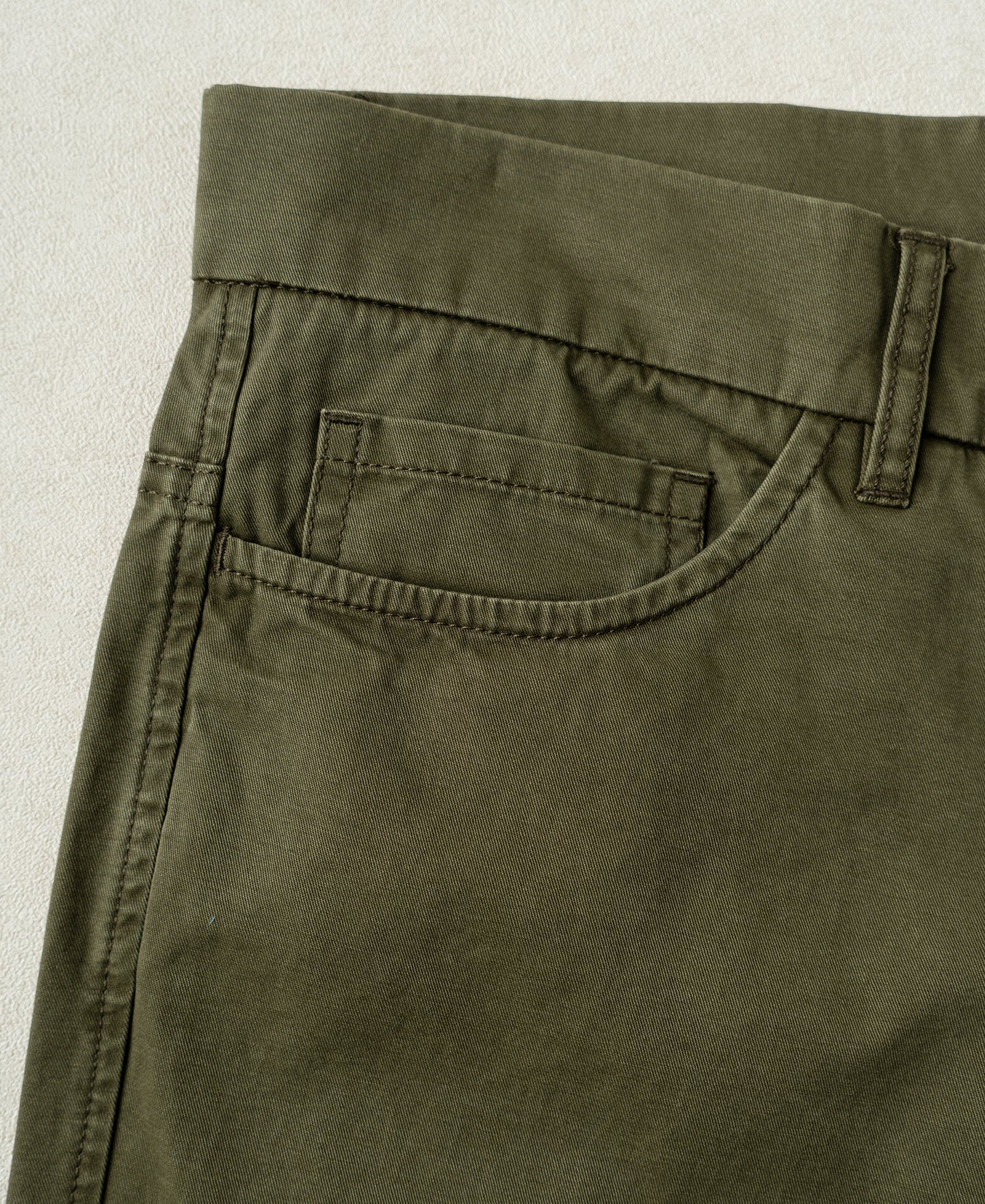Vintage Washed Tapered 5-Pocket Pants - Olive