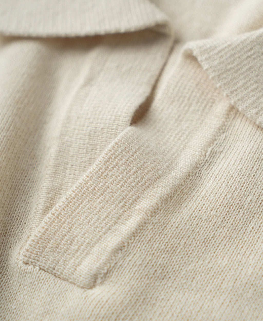 Linen Cotton Blend Knit Johnny Collar Polo - Apricot