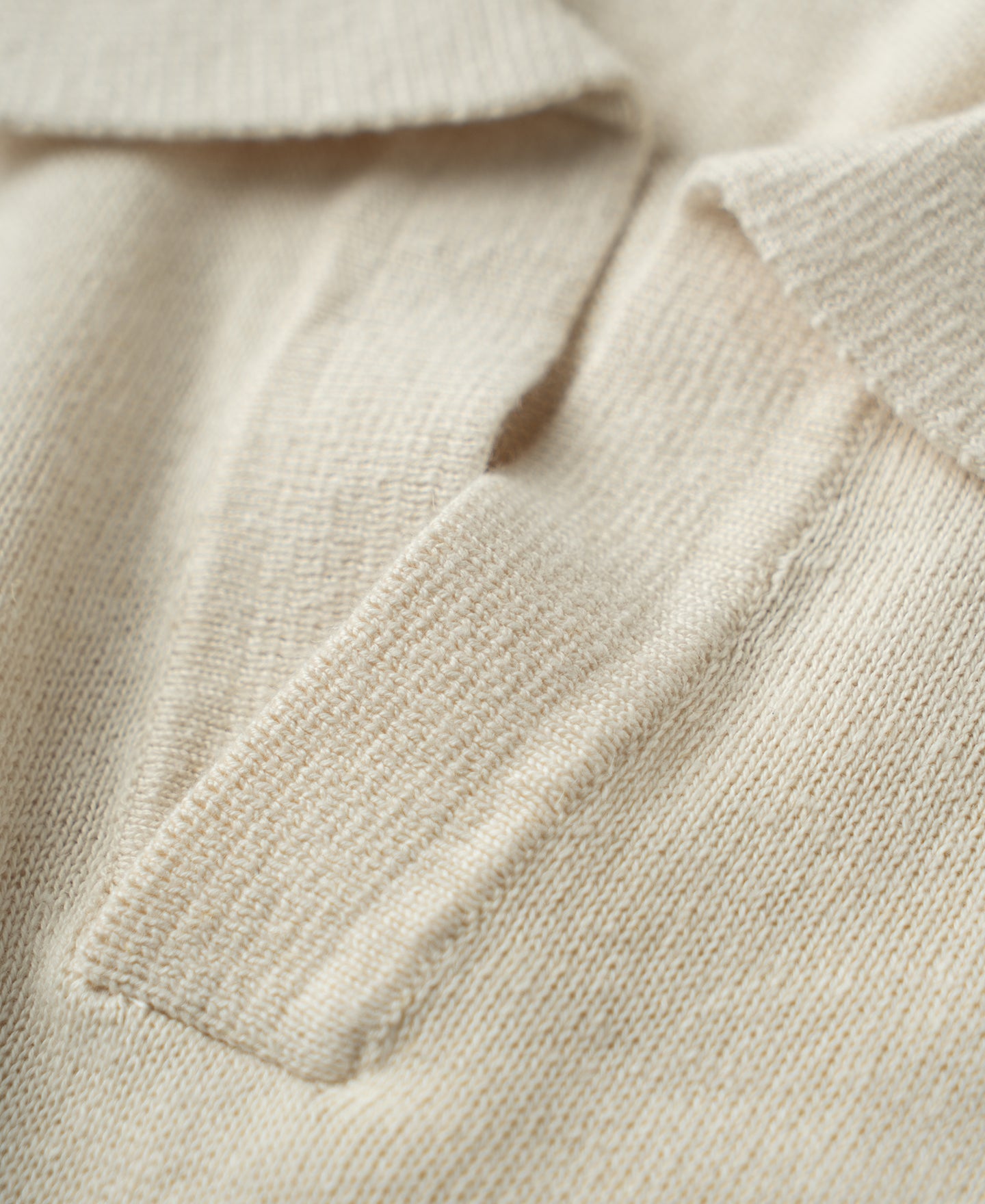 Linen Cotton Blend Knit Johnny Collar Polo - Apricot