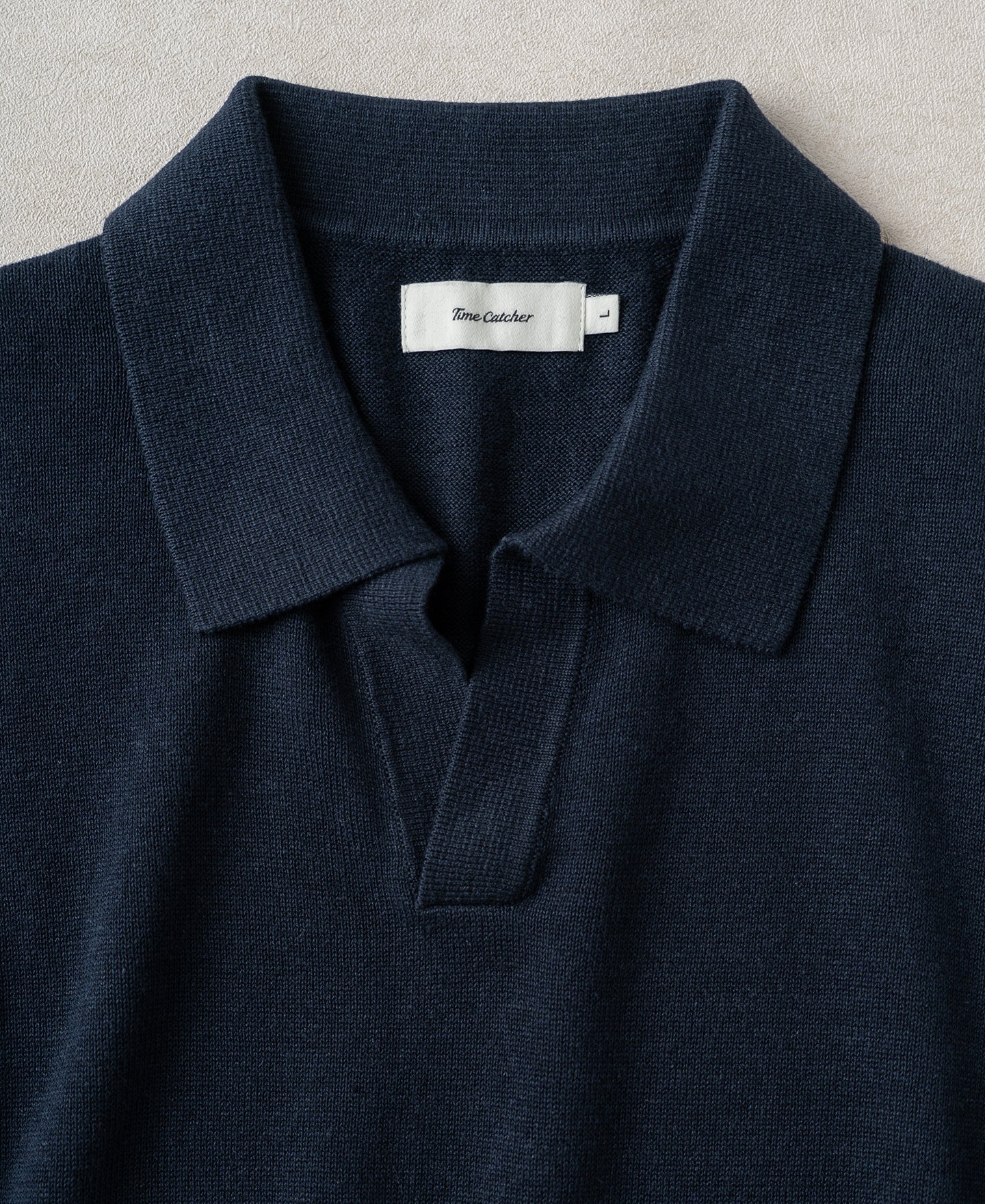 Linen Cotton Blend Knit Johnny Collar Polo - Indigo