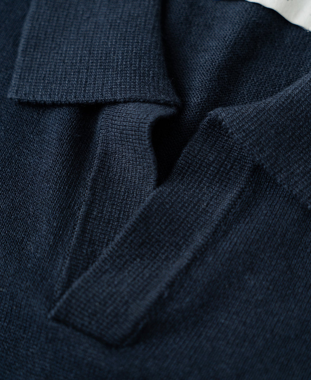 Linen Cotton Blend Knit Johnny Collar Polo - Indigo