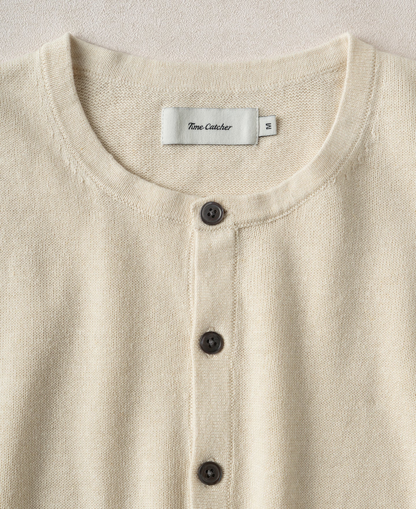 Linen Cotton Blend Knit Henley T-Shirt - Apricot