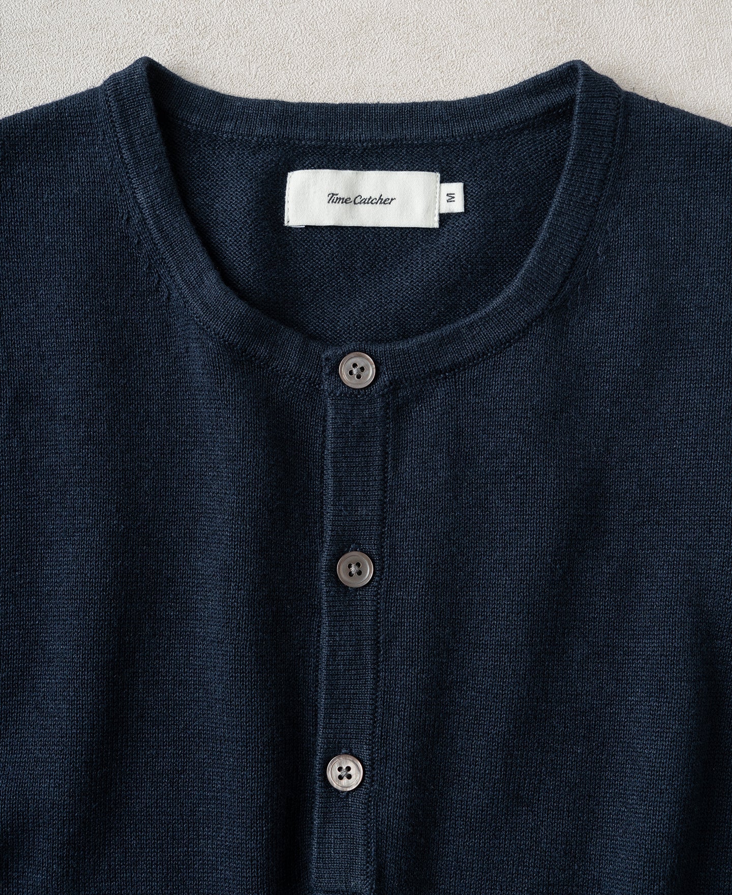 Linen Cotton Blend Knit Henley T-Shirt - Indigo