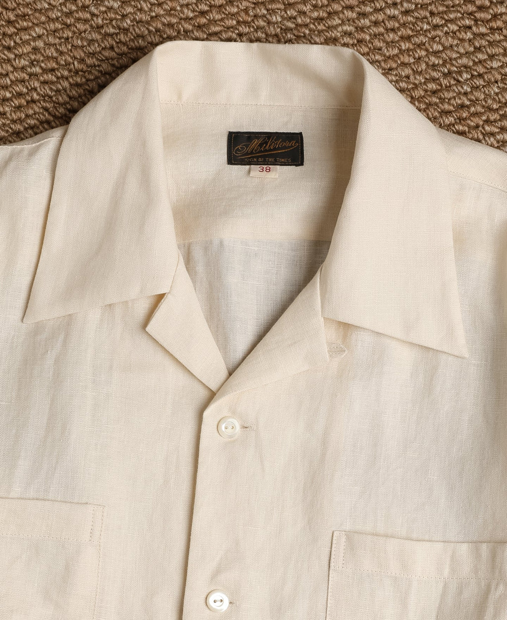 Cuban Collar Linen Shirt - Apricot