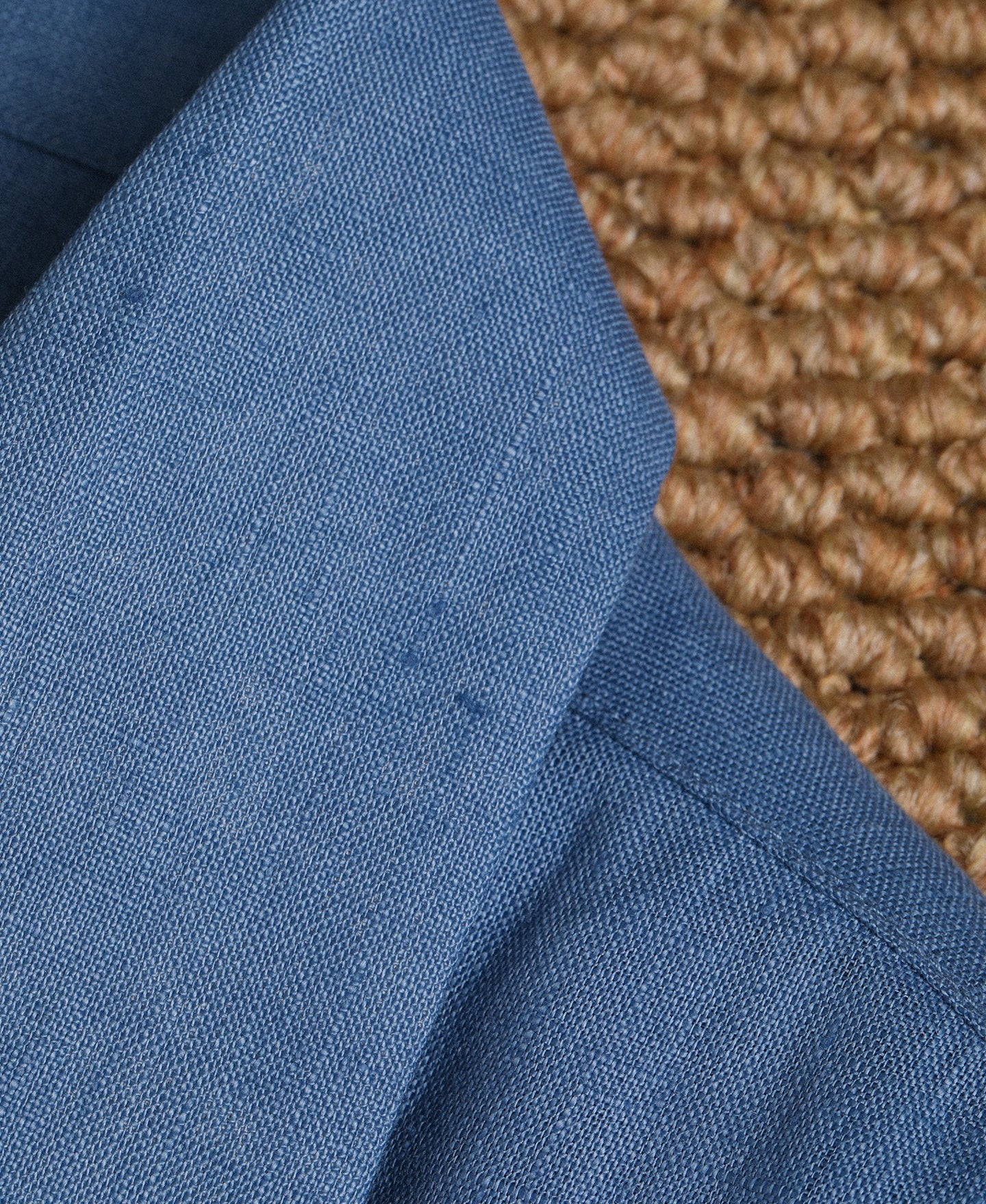 Cuban Collar Linen Shirt - Blue