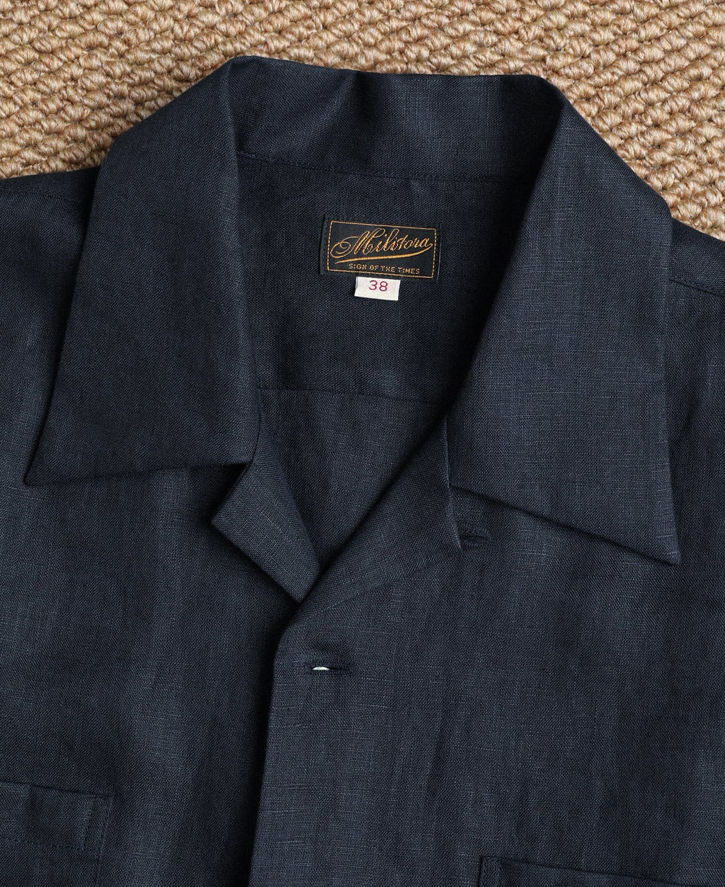 Cuban Collar Linen Shirt - Indigo