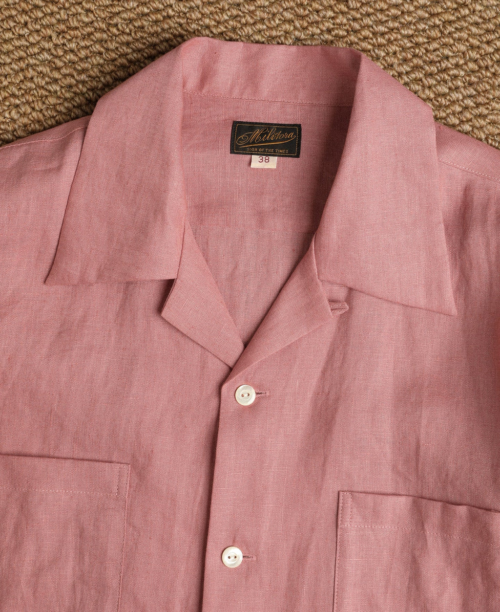 Cuban Collar Linen Shirt - Pink