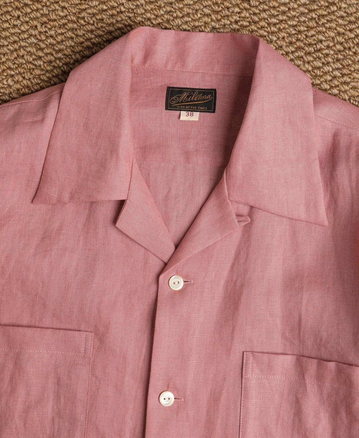 Cuban Collar Linen Shirt - Pink