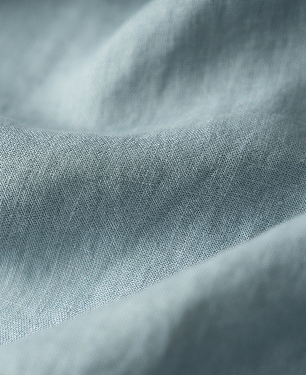 1950s Italian Collar Long Sleeve Linen Shirt - Light Blue