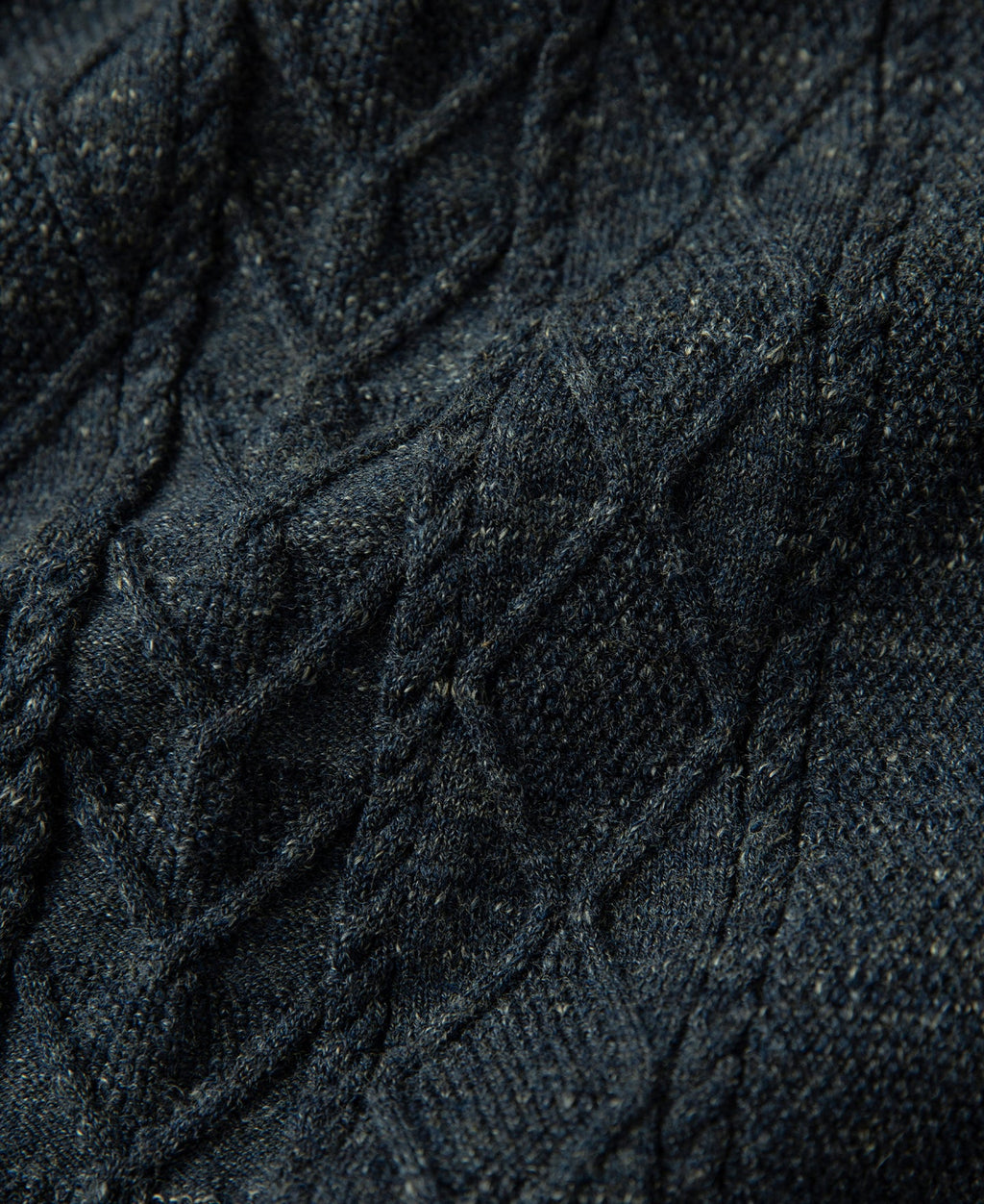 Jacquard Melange Yarn Polo Shirt - Navy