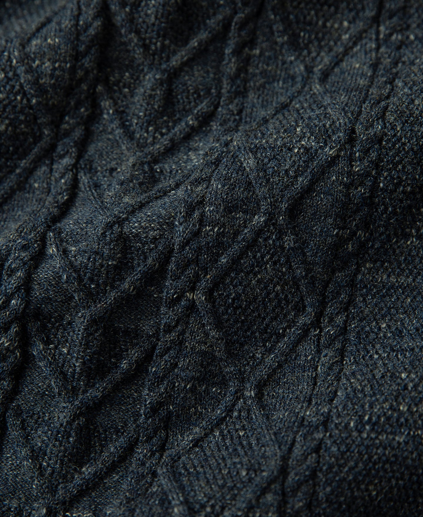 Jacquard Melange Yarn Polo Shirt - Navy