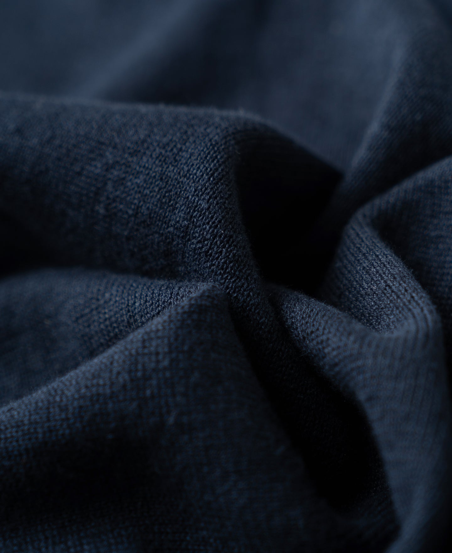 Linen Cotton Blend Knit Johnny Collar Polo - Indigo