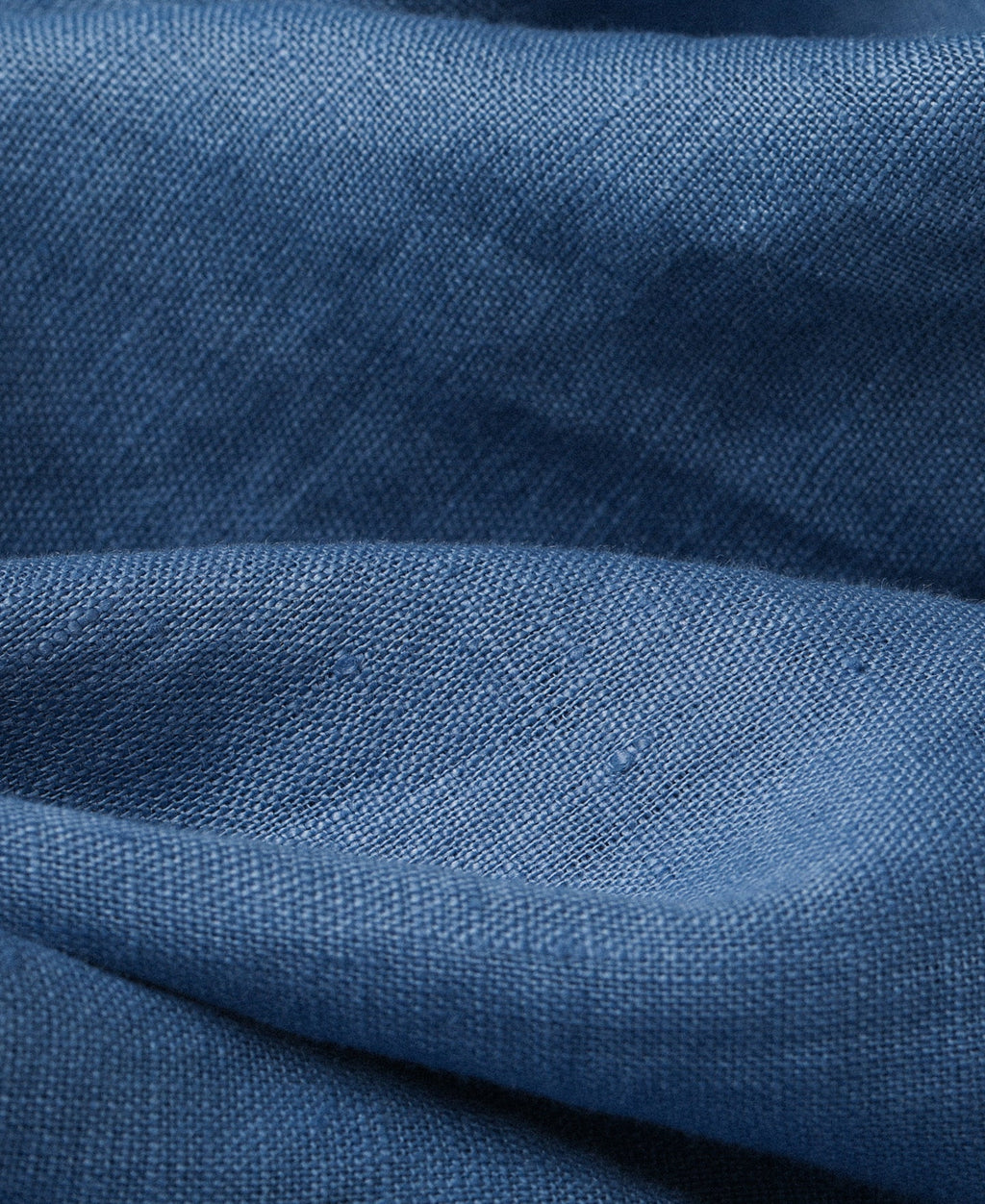 Cuban Collar Linen Shirt - Blue