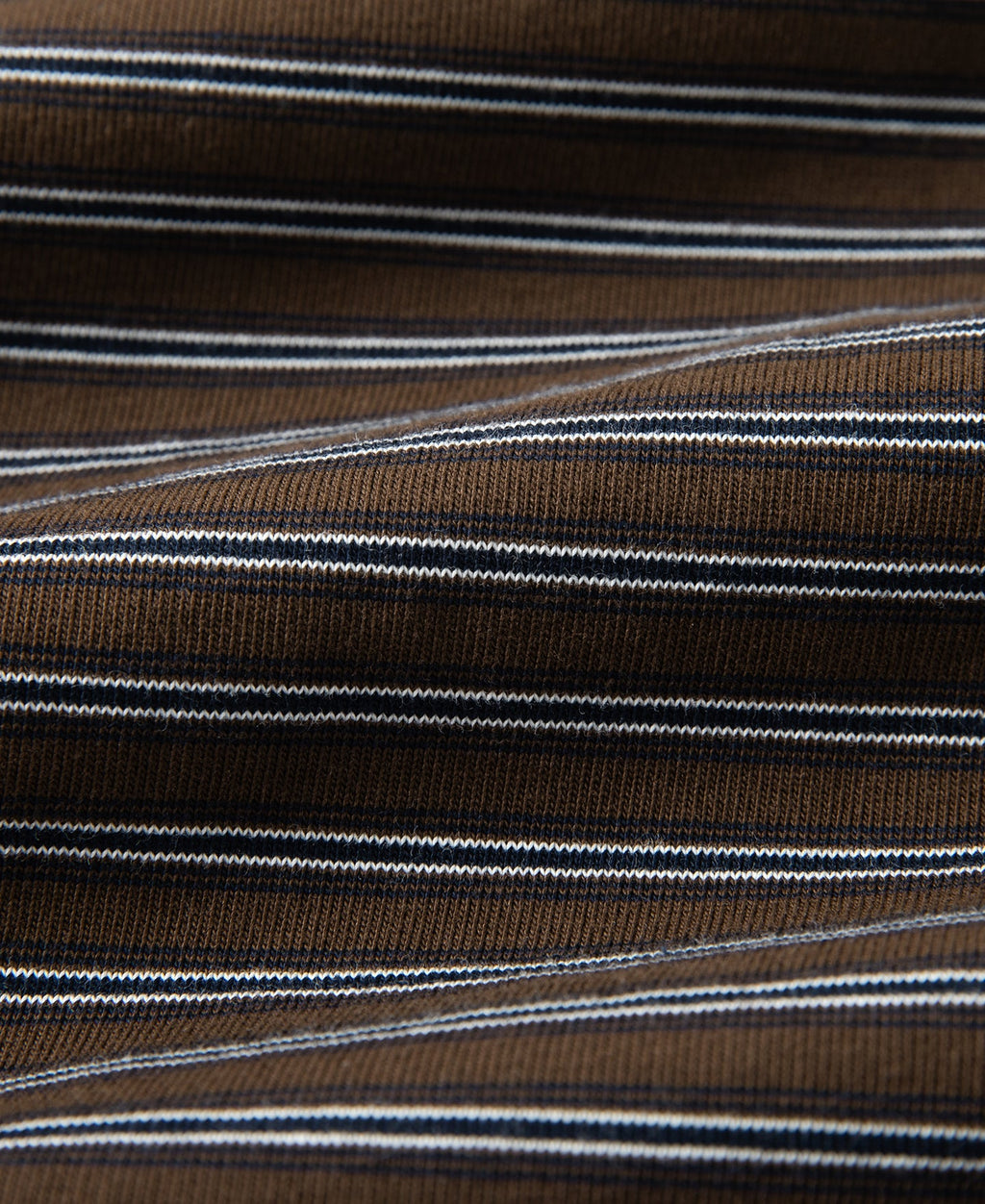 Heavyweight Cotton Striped Pocket T-Shirt - Coffee