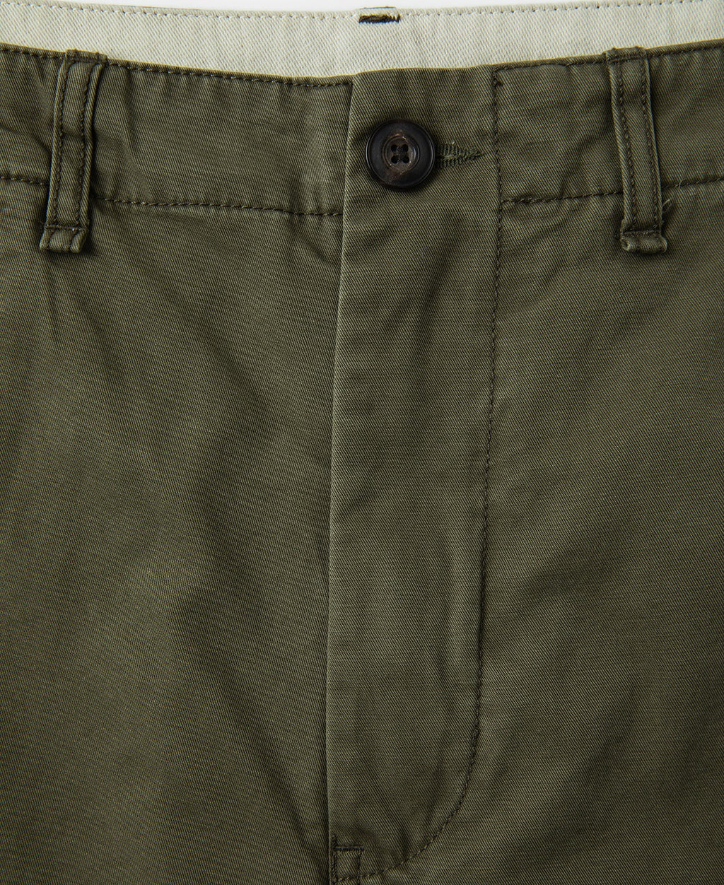 1930s Washed Officer Chino Shorts - Olive