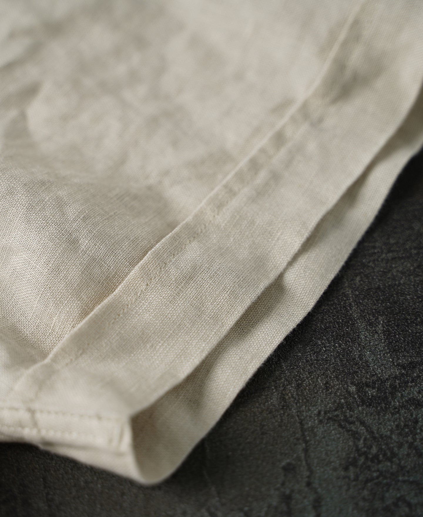 1950s Italian Collar Linen Short Sleeve Shirt - Beige