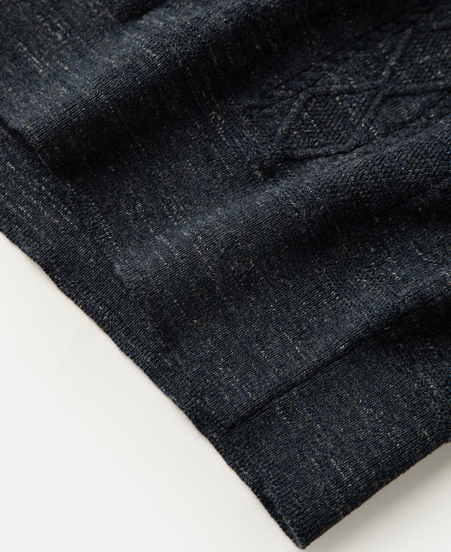 Jacquard Melange Yarn Polo Shirt - Navy