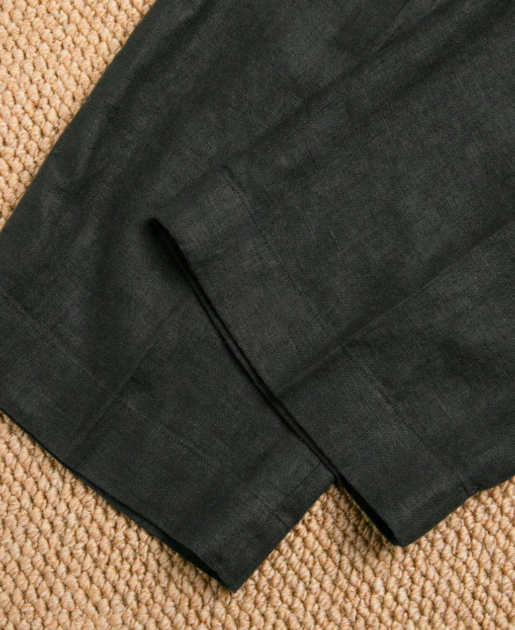 Linen Double Pleated Trousers - Black