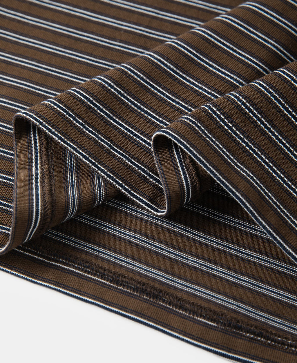 Heavyweight Cotton Striped Pocket T-Shirt - Coffee