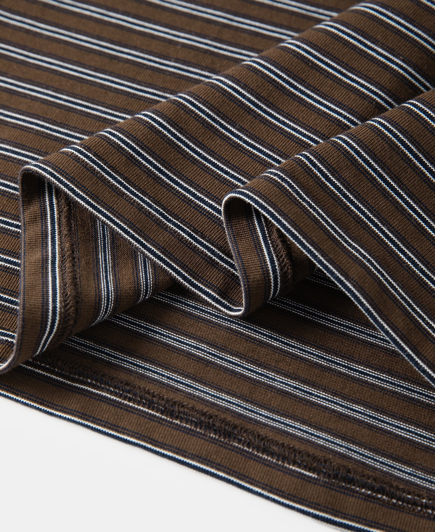 Heavyweight Cotton Striped Pocket T-Shirt - Coffee
